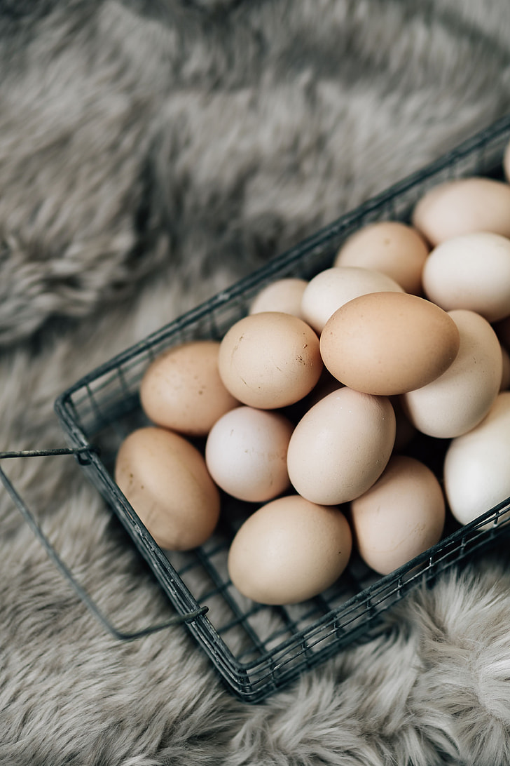 Royalty Free Photo: Wire Mesh Basket With Fresh Farm Eggs