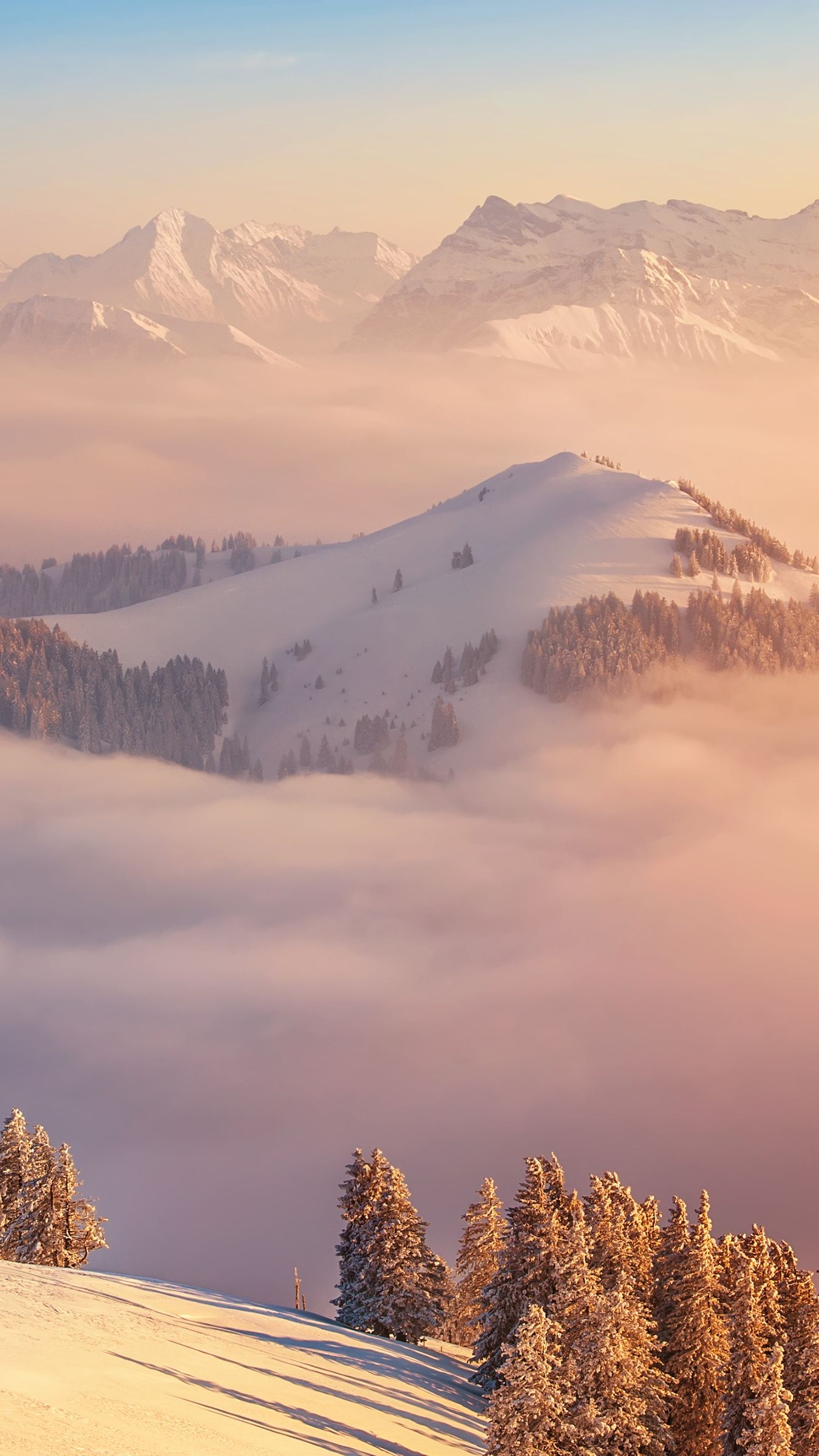 Switzerland Mount Rigi Alps Clouds IPhone Wallpaper. Winter Landscape, Switzerland Wallpaper, Aerial View