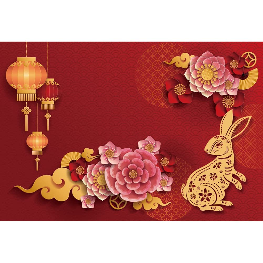 Amazon.com, AOFOTO 10x7ft 2023 Happy New Year Backdrop Beautiful Chinese Paper Cuts Rabbit Year Background Spring Festival Party Decor Banner Holiday Celebration Red Lantern Flowers Cloud Year Of The Hare Props