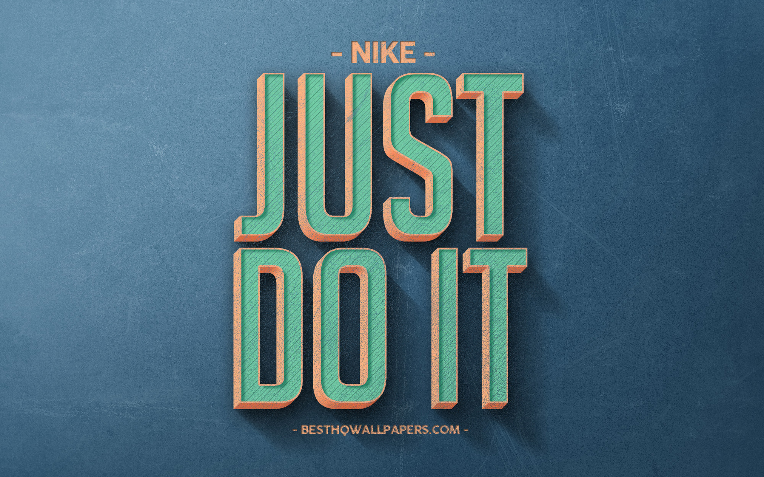 Download wallpaper Just Do it, Nike, motivation, inspiration, retro style, blue background, blue stone texture for desktop with resolution 2560x1600. High Quality HD picture wallpaper