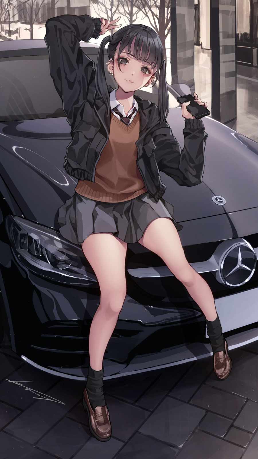 Anime Girl Car Pose IPhone Wallpaper Wallpaper, iPhone Wallpaper