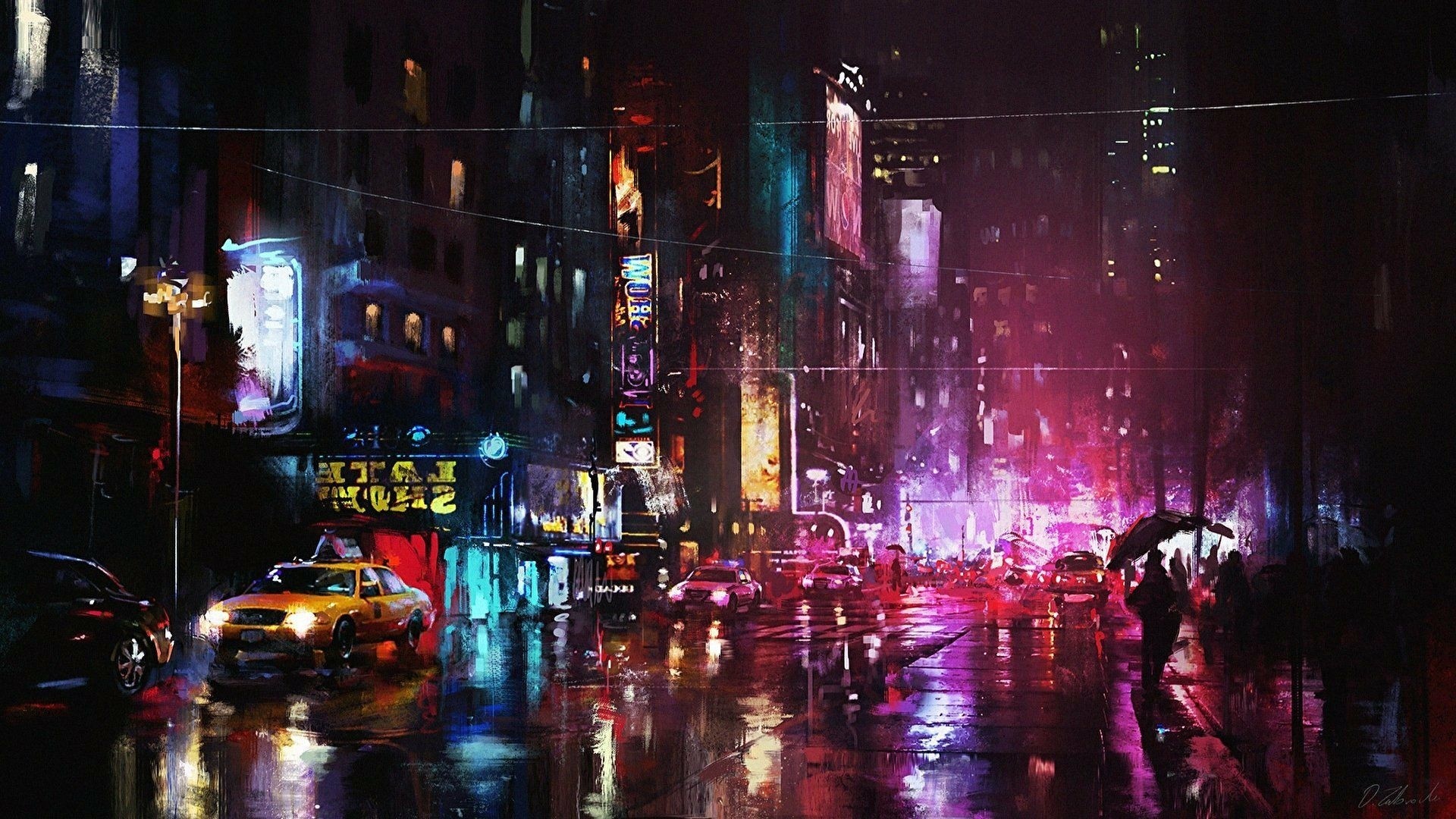 Neon city wallpaper