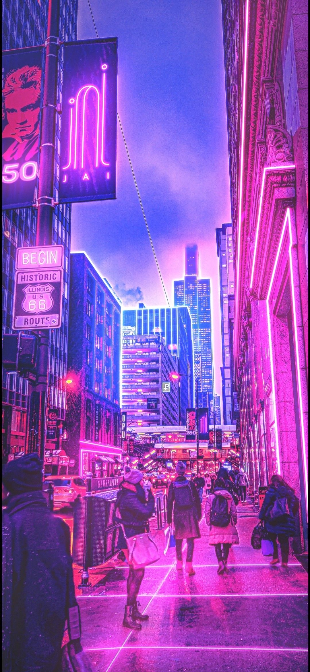 Neon City, Cyberpunk City Streets. Chicago wallpaper, Cyberpunk city, Neon wallpaper
