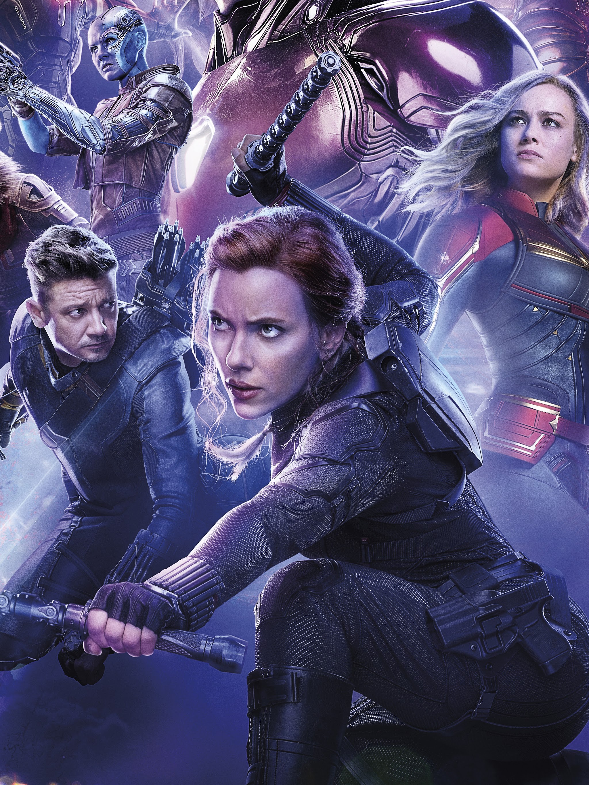 Avengers: Endgame Black Widow Hawkeye Captain Marvel 8K Wallpaper