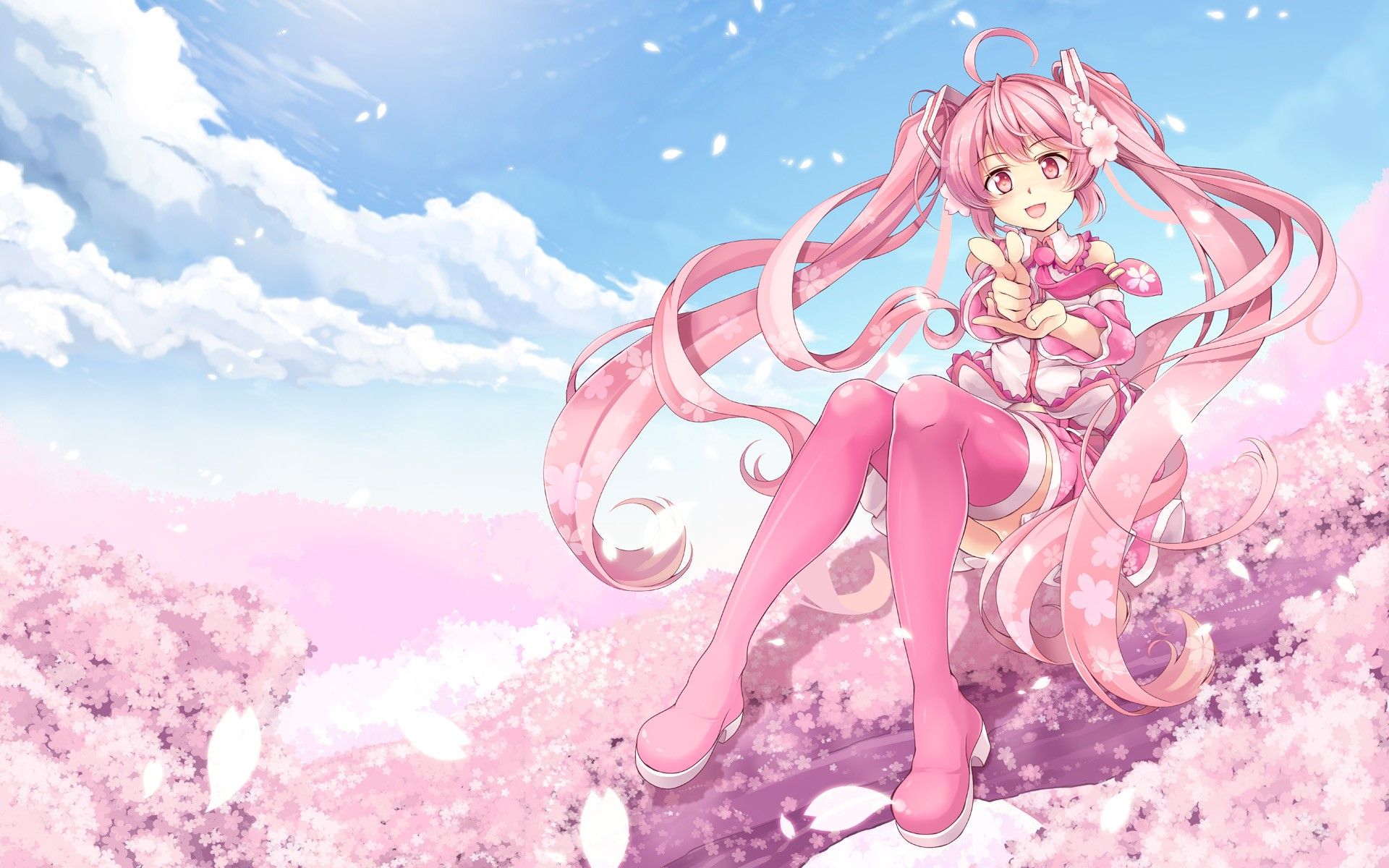 Miku Sakura Pc Kawaii Wallpapers Wallpaper Cave