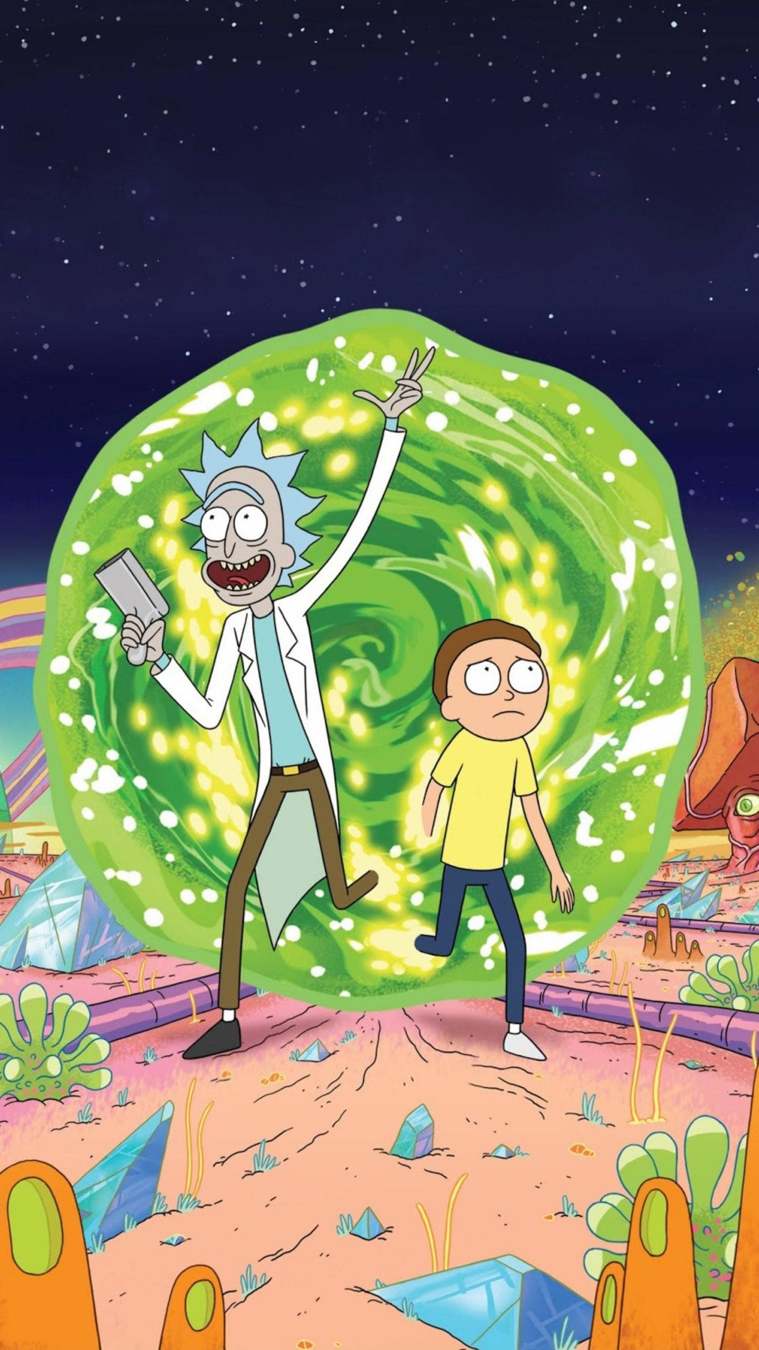 Download Space Portal Rick And Morty iPhone Wallpaper