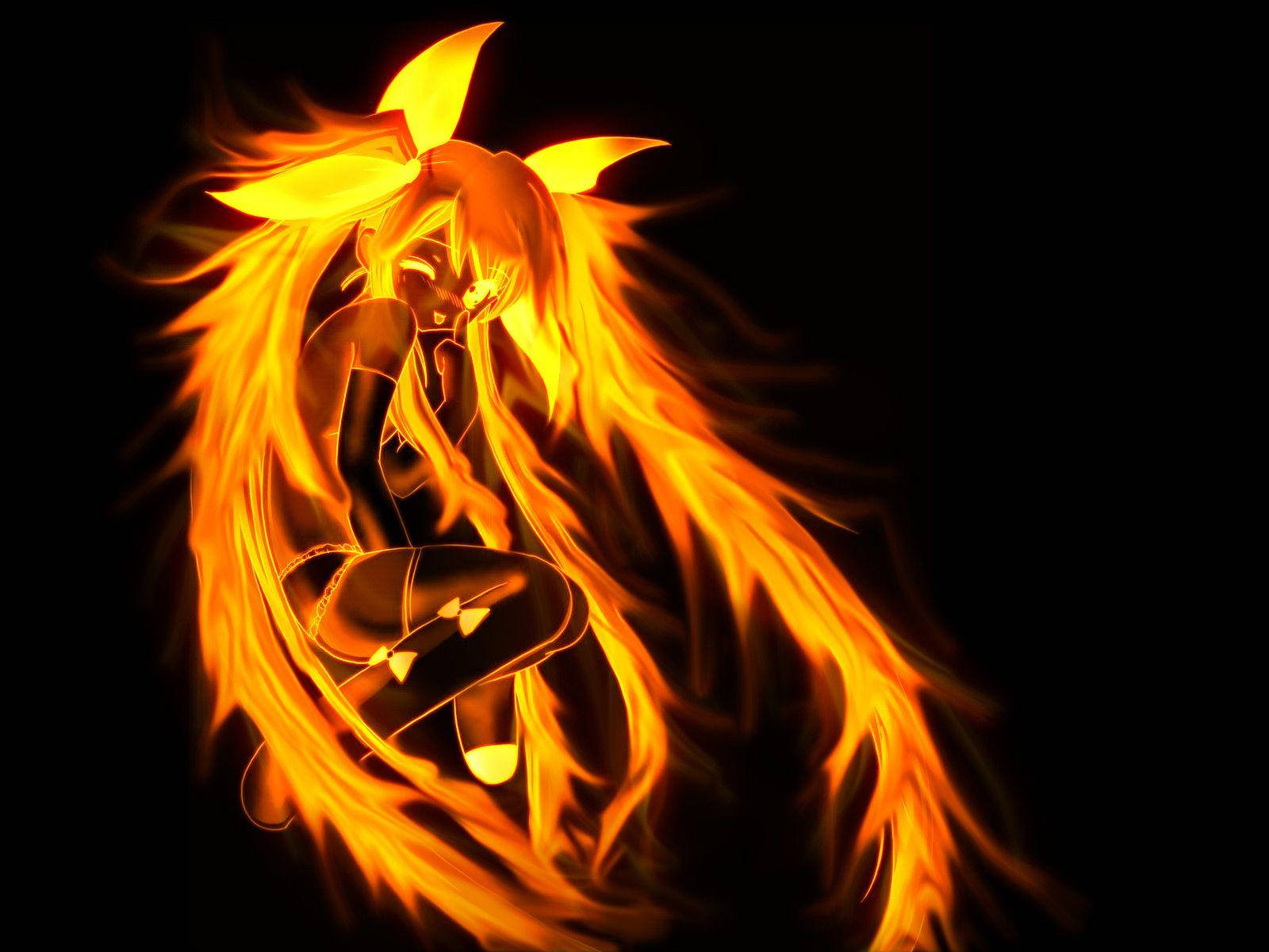 Download Cute Fire Anime Girl Wallpaper