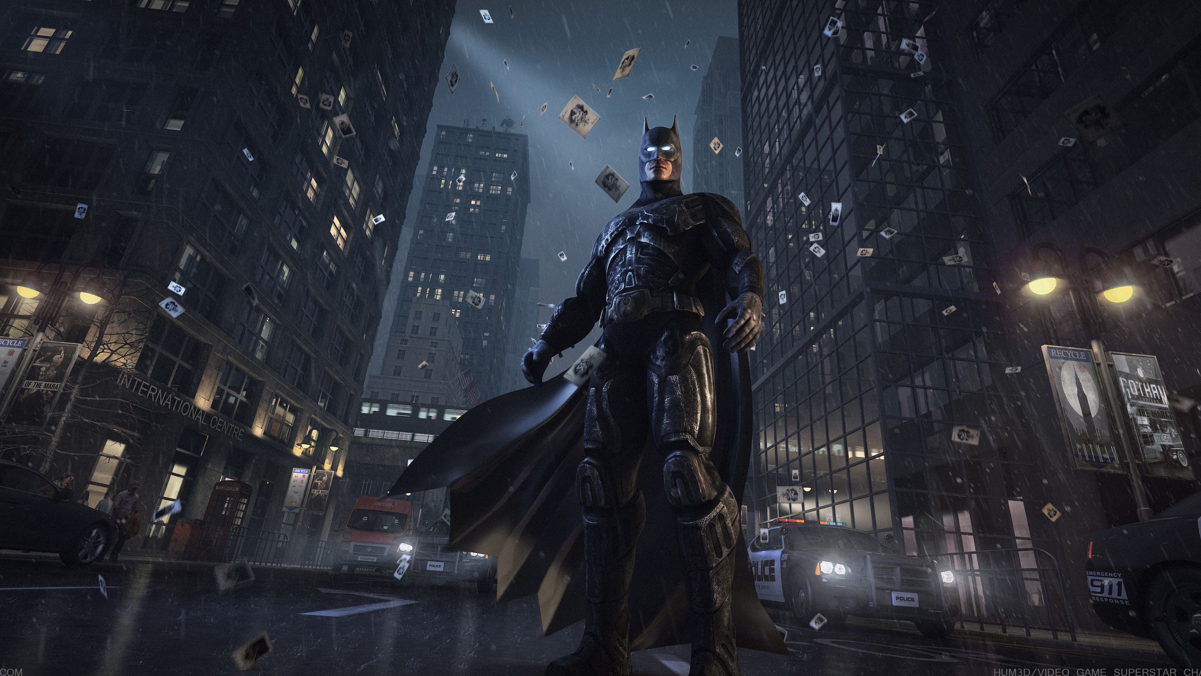 Batman Watching Gotham City superheroes
