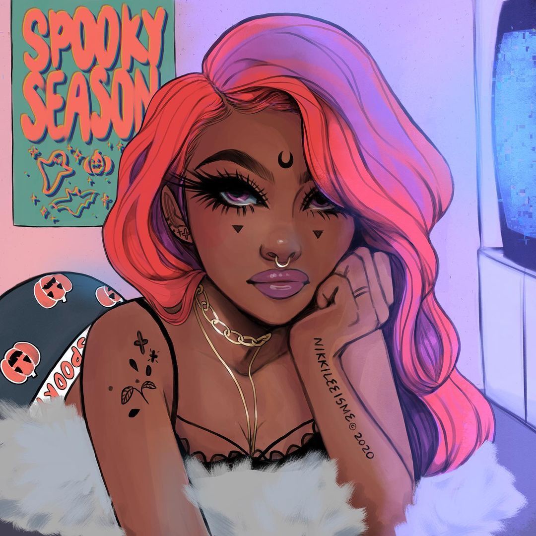 Nikkileeisme on Instagram: “I always feel more creative in the fall time. Anyone else feel that way?. .. Black girl art, Black girl magic art, Black girl cartoon