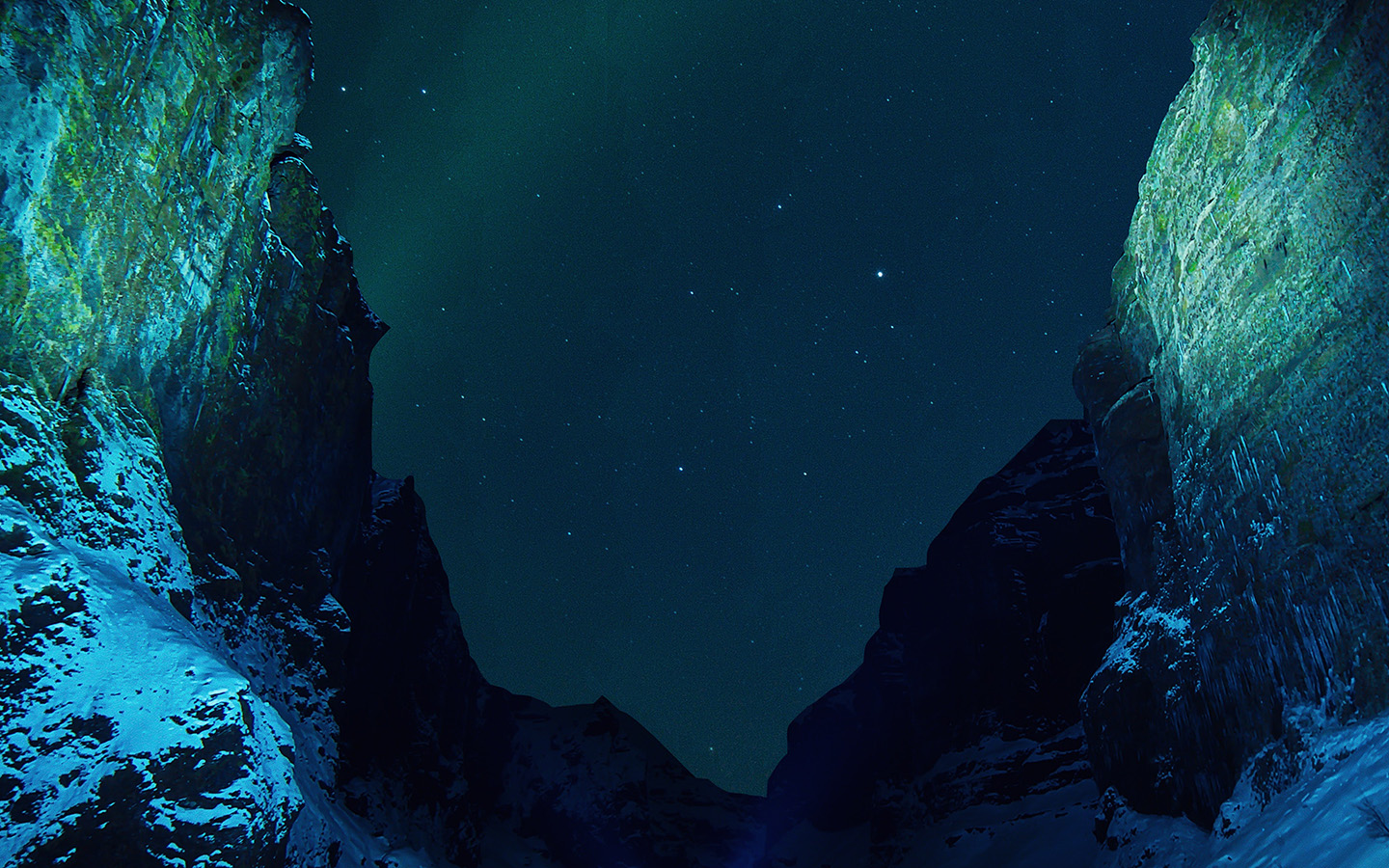 Winter Dark Night Mountain Nature Wallpaper