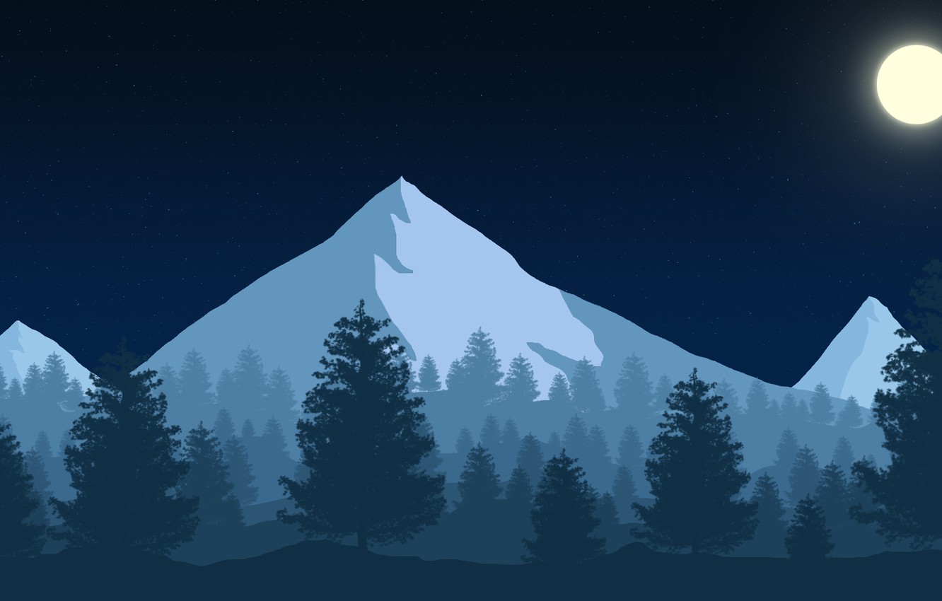 Wallpaper Mountains, Night, Forest, Firewatch image for desktop, section игры