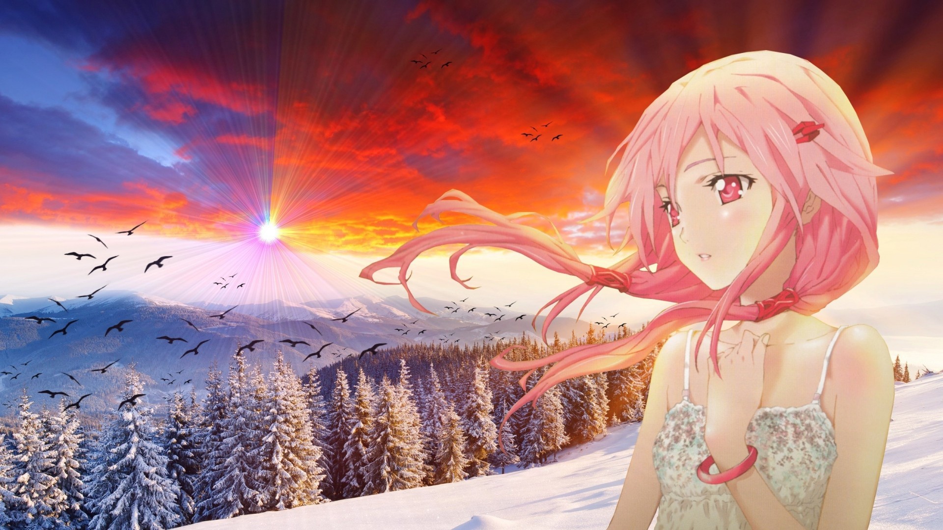 Winter landscape in the game Guilty Crown Desktop wallpaper 1280x720