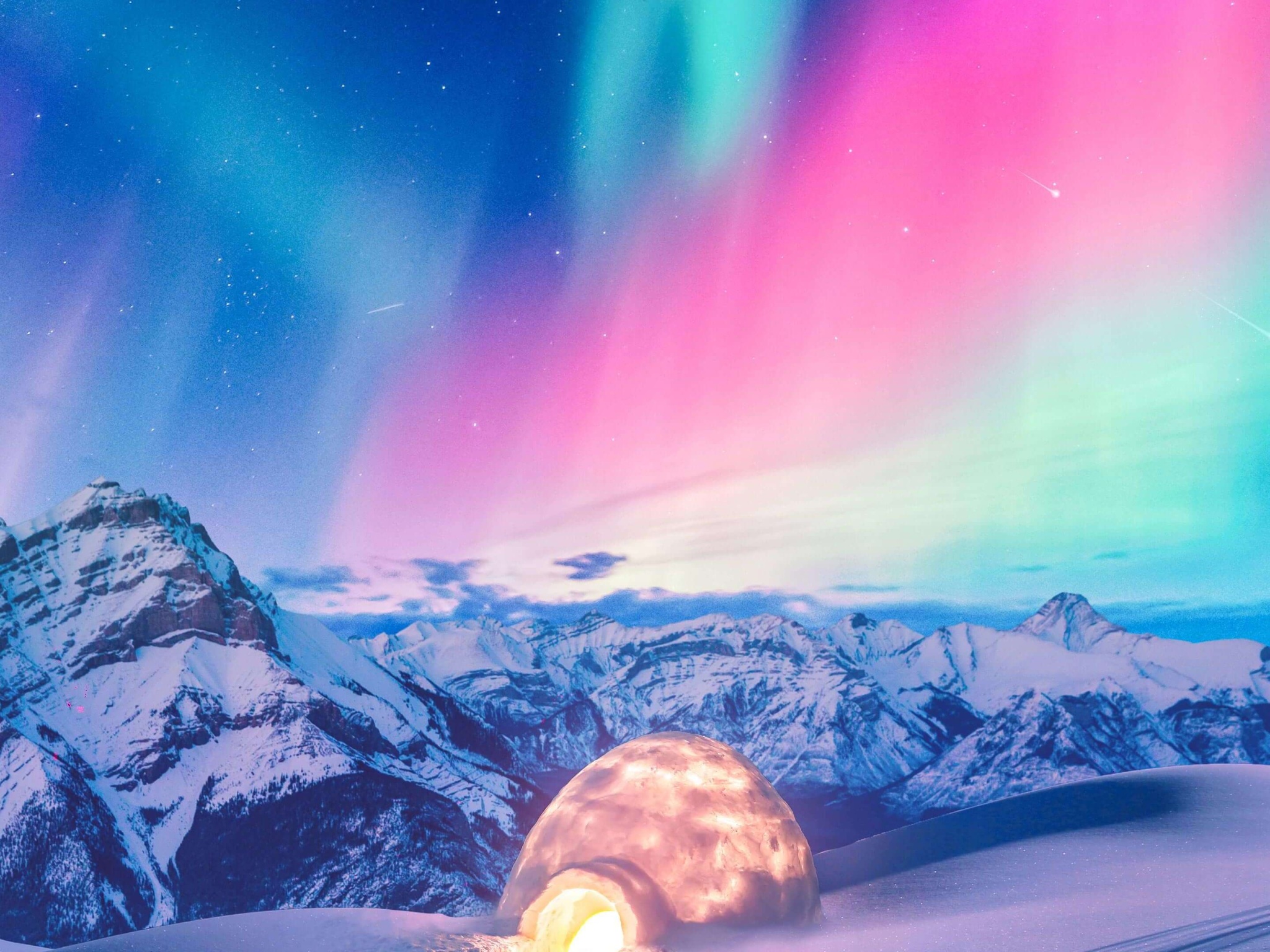Wallpaper 4k Snow Winter Iceland Aurora Northern Lights Wallpaper