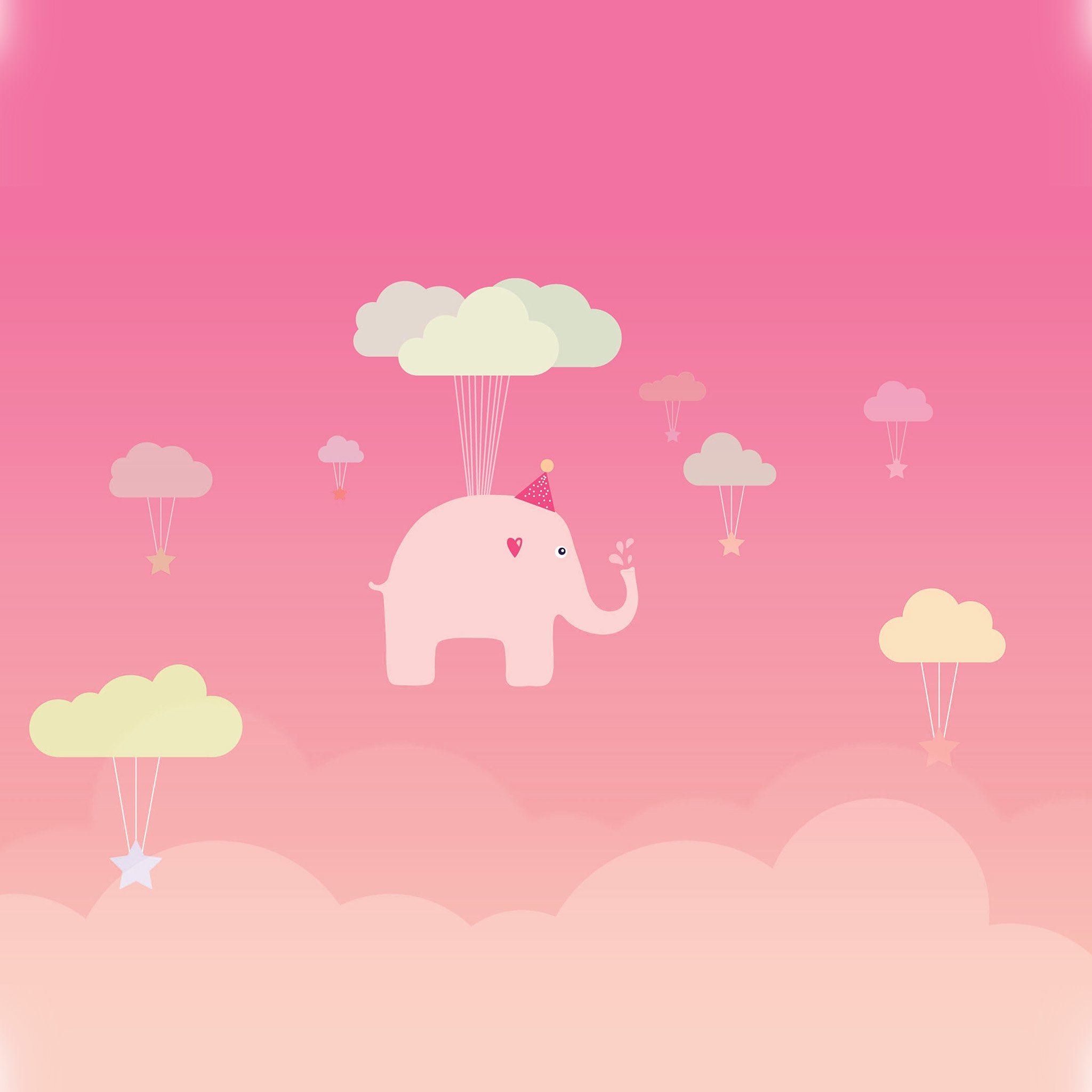 Cute Elephant IllustrationArt Orange Fly iPad Air Wallpaper Free Download