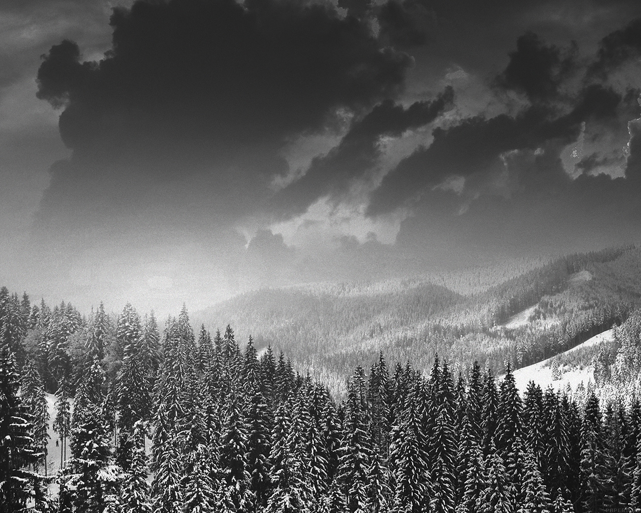 Winter Mountain Snow Dark Bw Nature Wallpaper