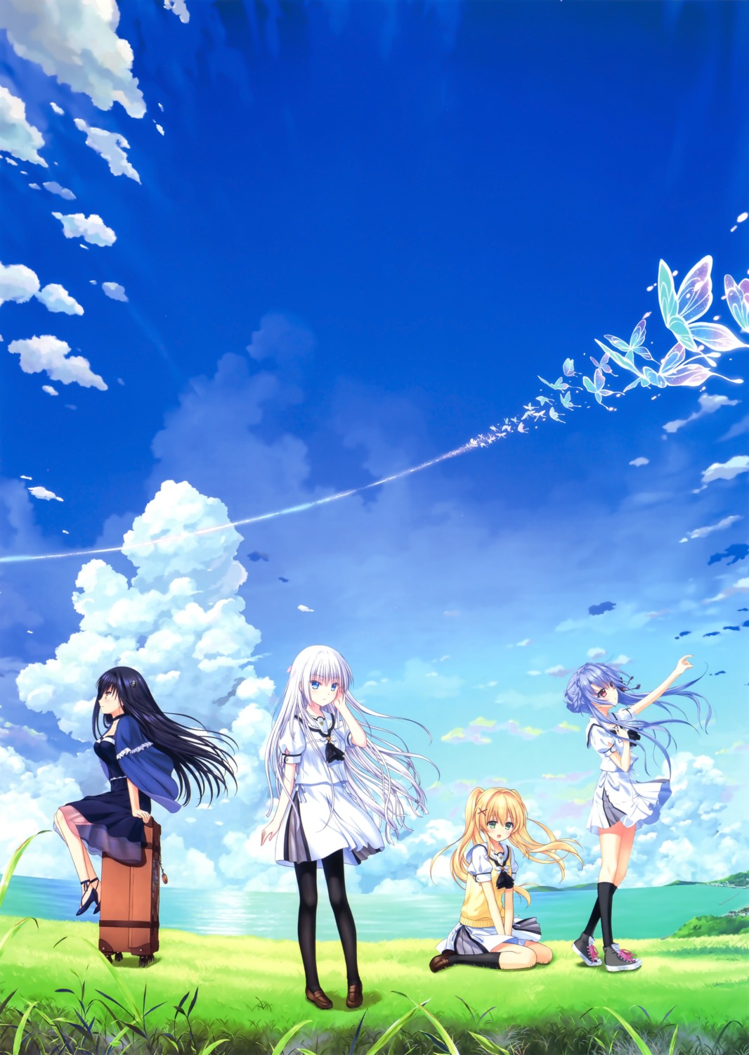 Key Izumi Tsubasu Na Ga Nagayama Yuunon Summer Pockets Kushima Kamome Naruse Shiroha Sorakado Ao Tsumugi Wenders Dress Heels Pantyhose See Through Seifuku