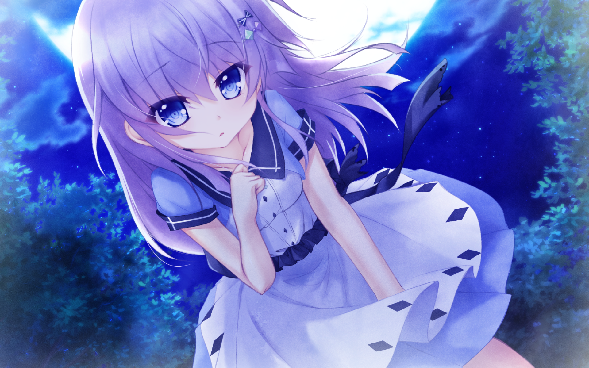 Download wallpaper Ao Sorakado, manga, night, blue eyes, Summer Pockets for desktop with resolution 1920x1200. High Quality HD picture wallpaper