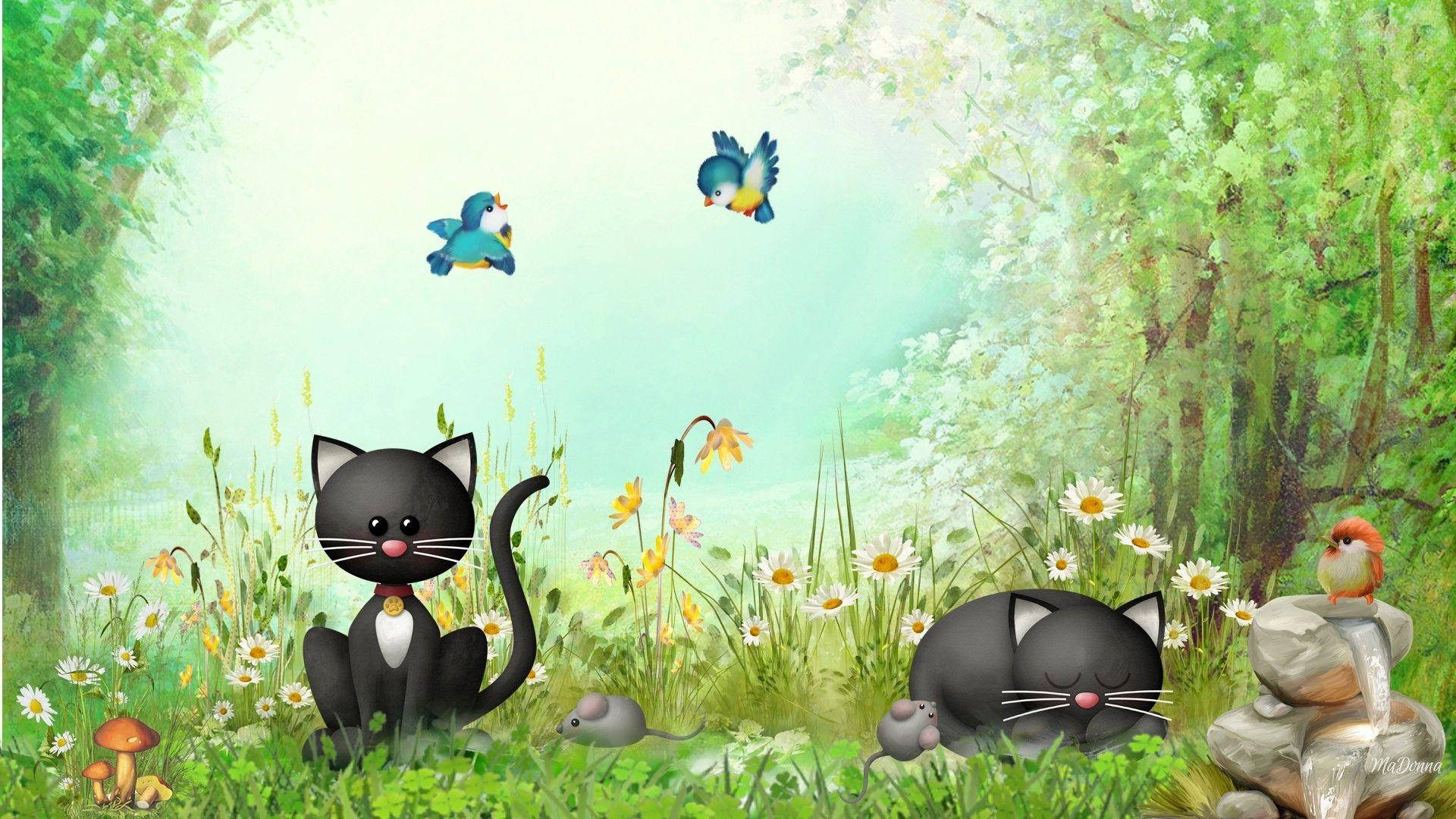 Download Whimsical Forest With Animals Wallpaper