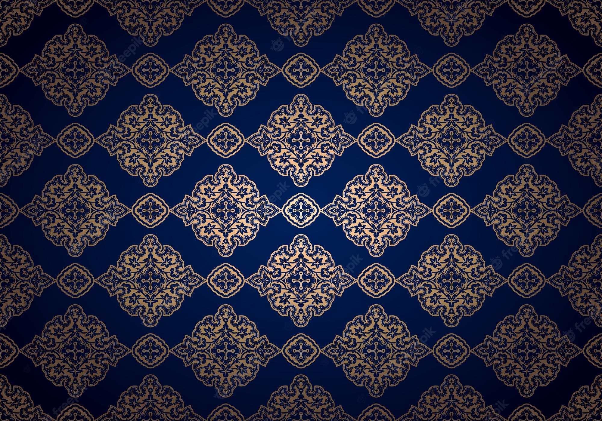 Premium Vector. Oriental vintage background with indopersian ornament royal wallpaper in blue ultramarine and gold