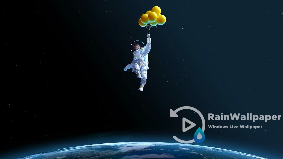 Space Girl with Balloons
