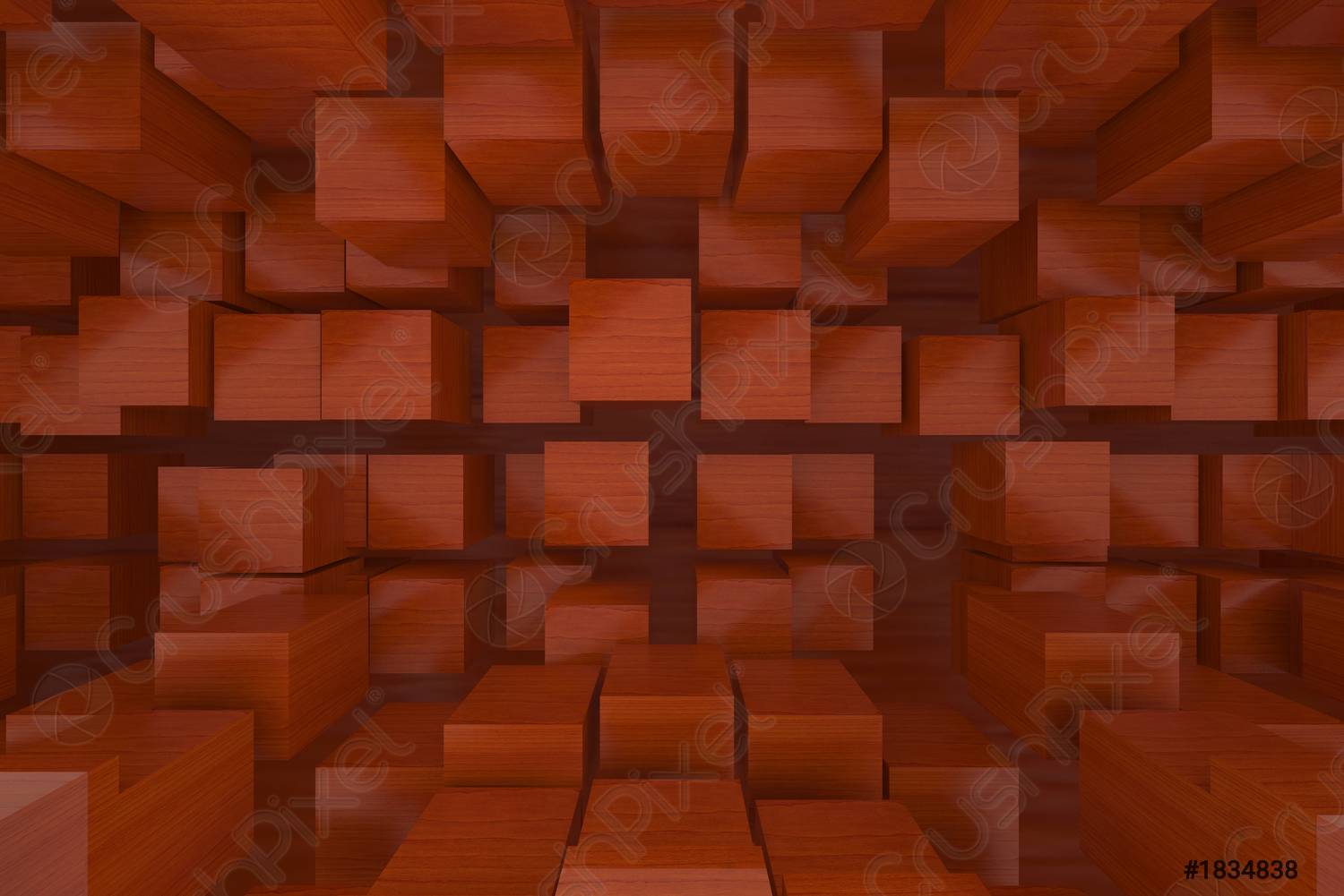 3D rendering of background abstract Red wooden box