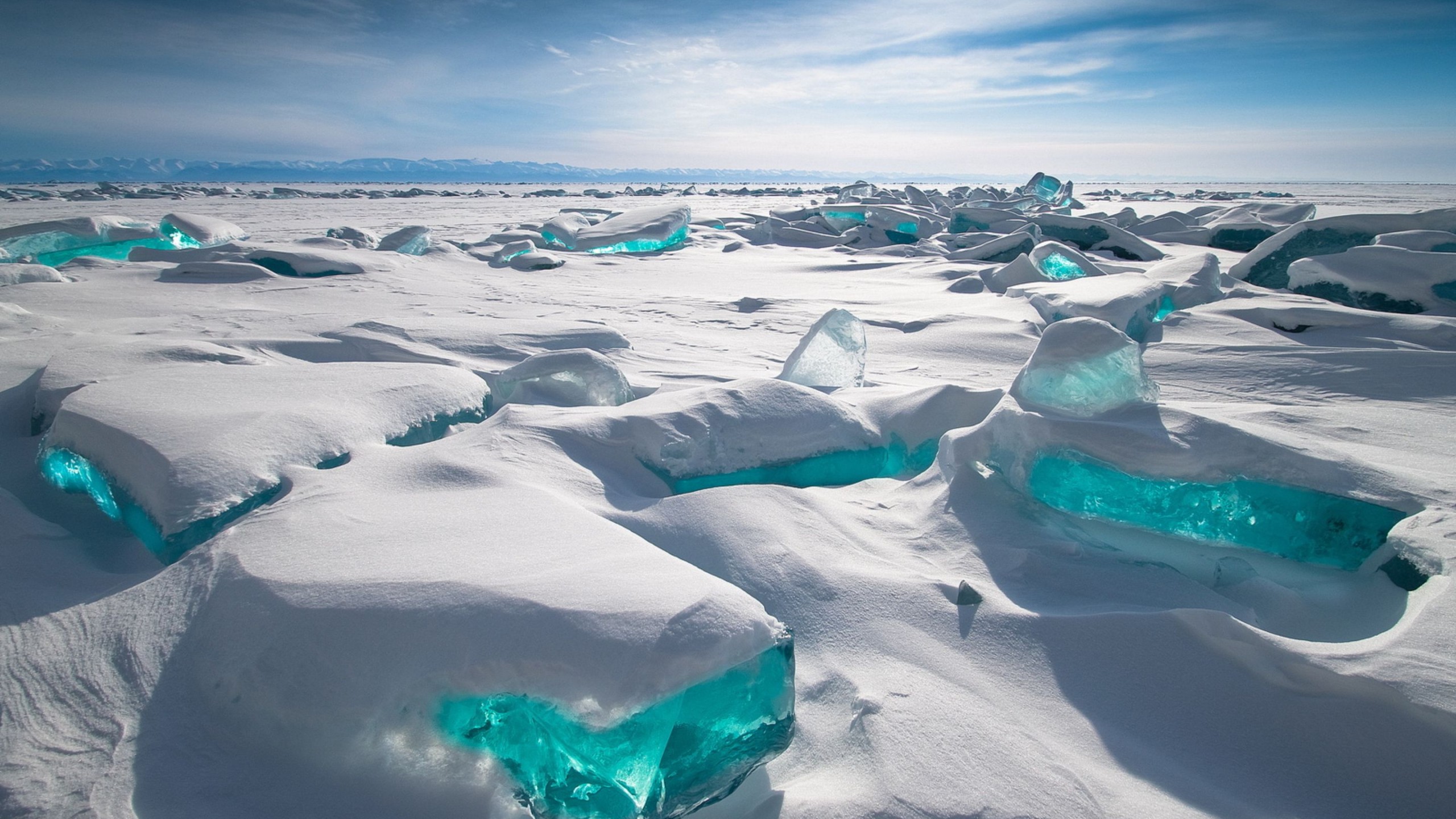 Wallpaper Lake Baikal, ice, snow, HD, Nature