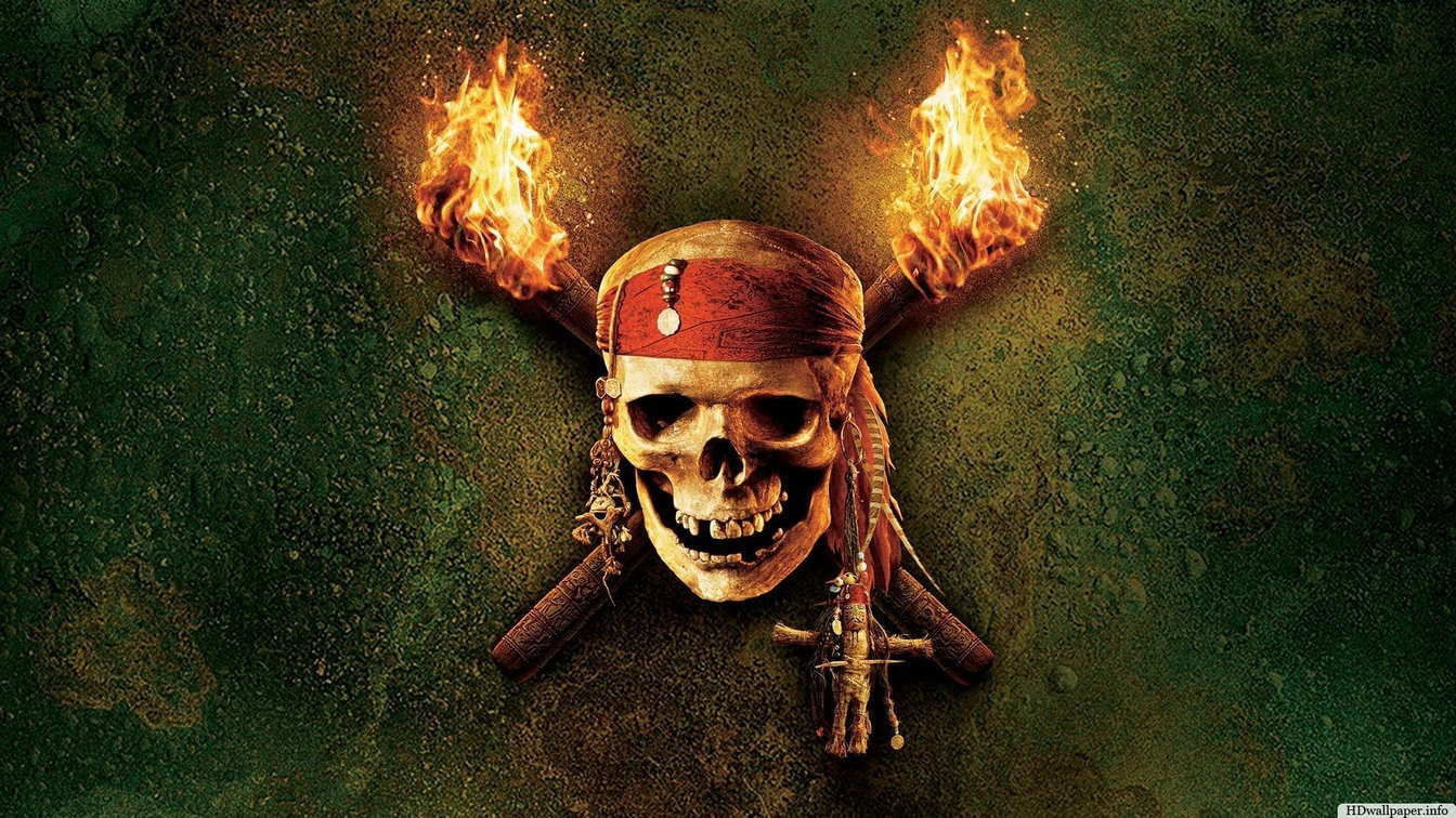 Caribbean Pirates Flame Human Skeleton Torch Background High Quality Computer Print Wall Photo Backdrop