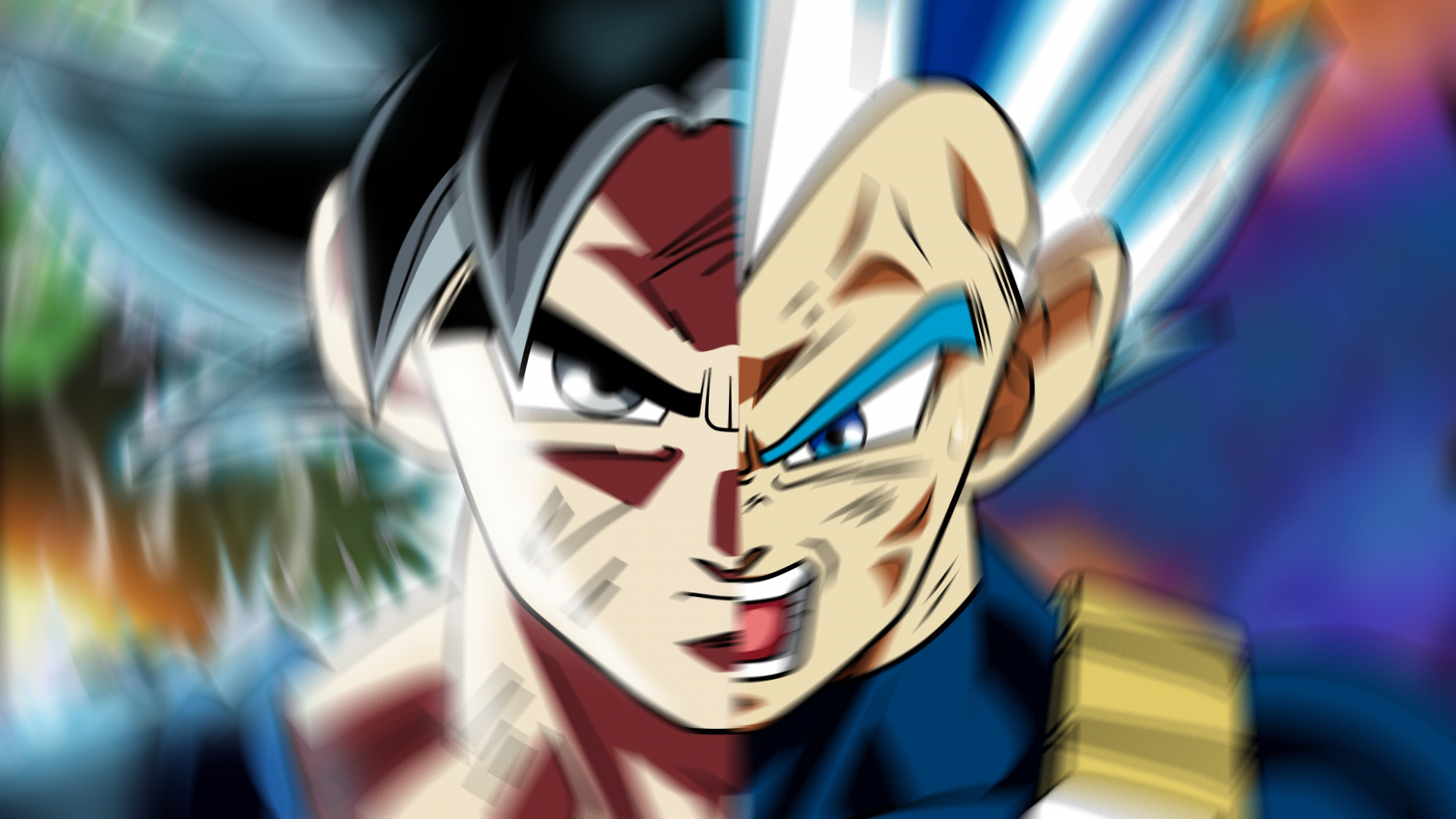 Download wallpaper 1600x900 face off, goku and vegeta, dragon ball super, 16:9 widescreen 1600x900 HD background, 3069