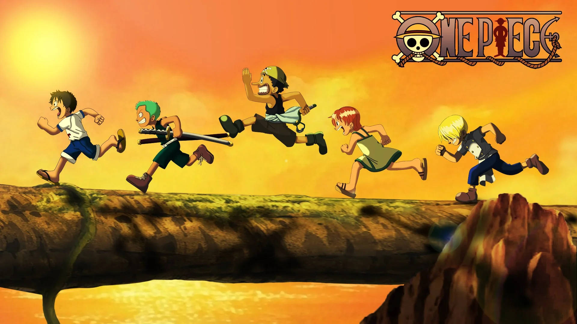 Download One Piece Desktop Kids Running Wallpaper
