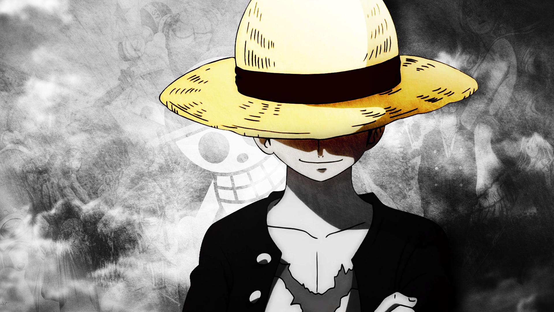 Desktop Wallpaper Monkey D. Luffy, Hat, Anime Boy, One Piece, HD Image, Picture, Background, 6ba2af