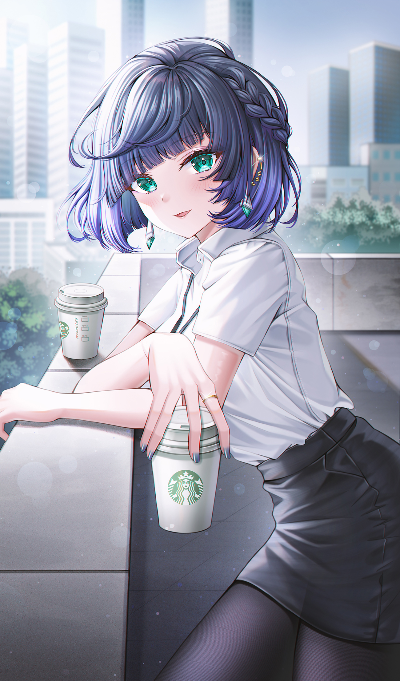 Genshin Impact Yelan Genshin Impact Starbucks Coffee Video Game Characters Video Game Girls Black Pa Wallpaper:1300x2215