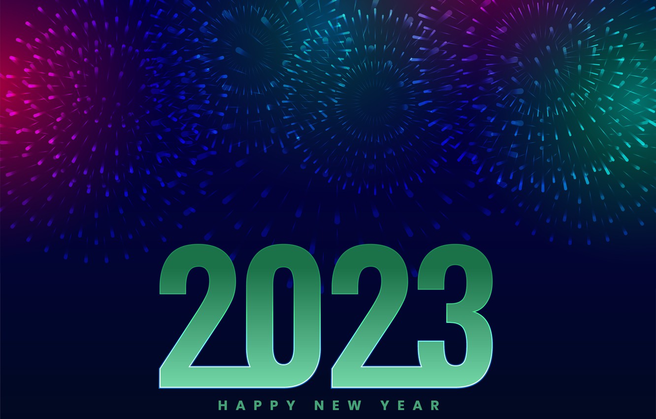 Wallpaper the dark background, salute, figures, New year, fireworks, date, Новый 2023 год image for desktop, section новый год