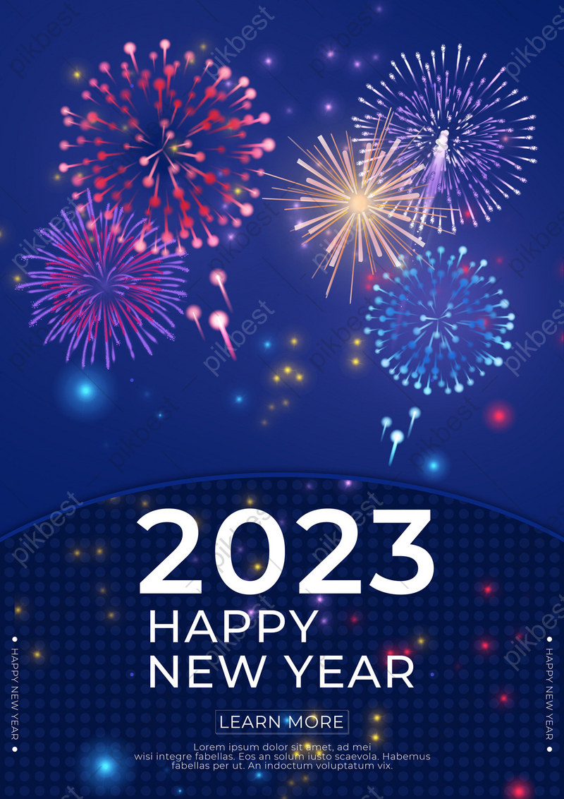 2023 Rabbit Year Fireworks Gradient Blue. PSD Free Download