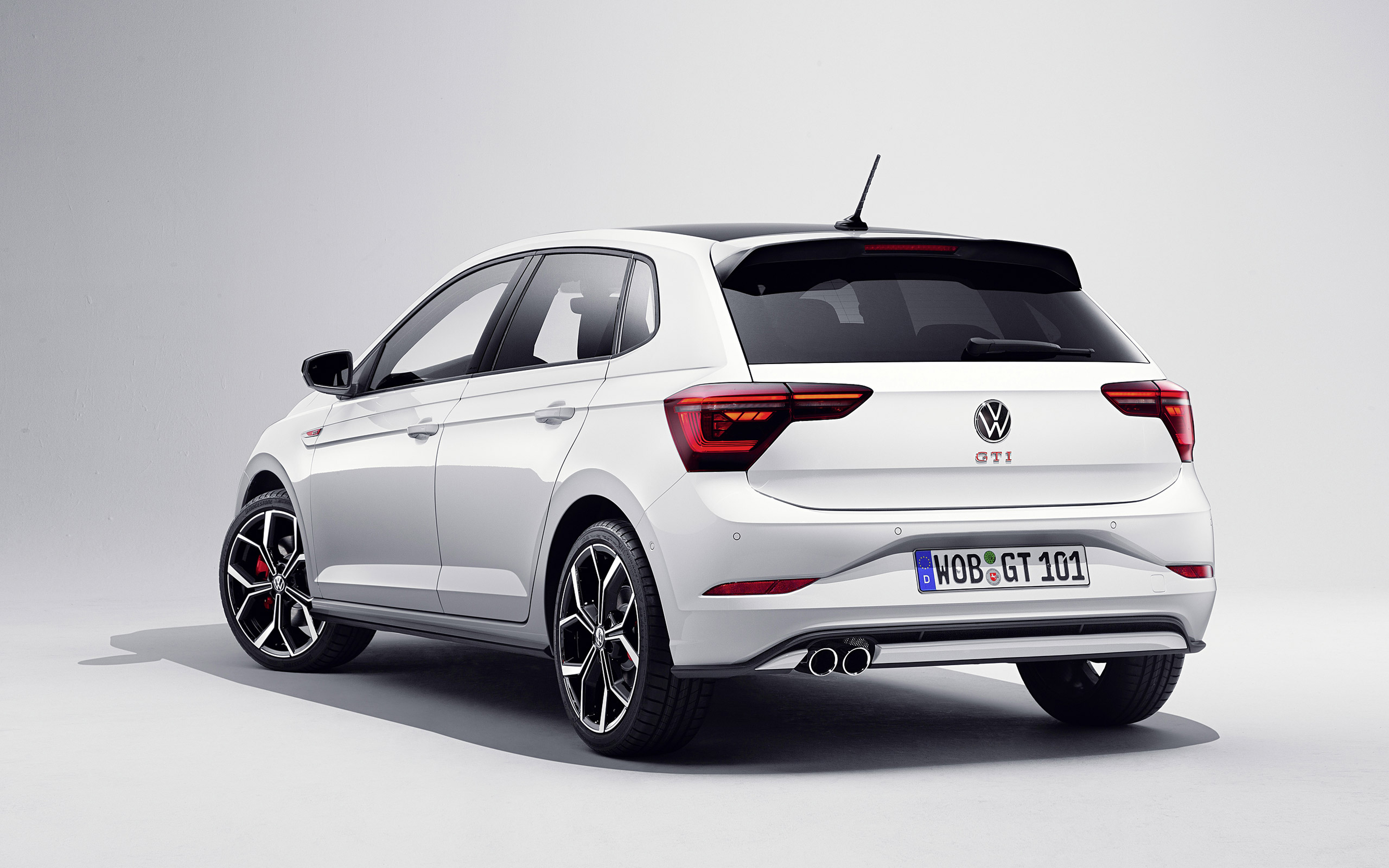 Download wallpaper 2022, Volkswagen Polo GTI, 4k, rear view, exterior, new white Polo GTI, German cars, Volkswagen for desktop with resolution 3840x2400. High Quality HD picture wallpaper