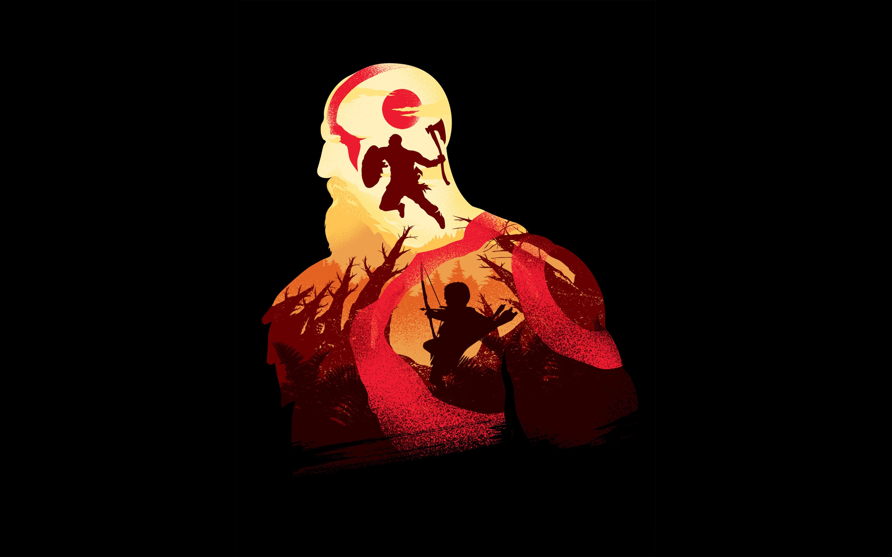 Wallpaper 4k Kratos In God Of War 4K Minimalism Wallpaper
