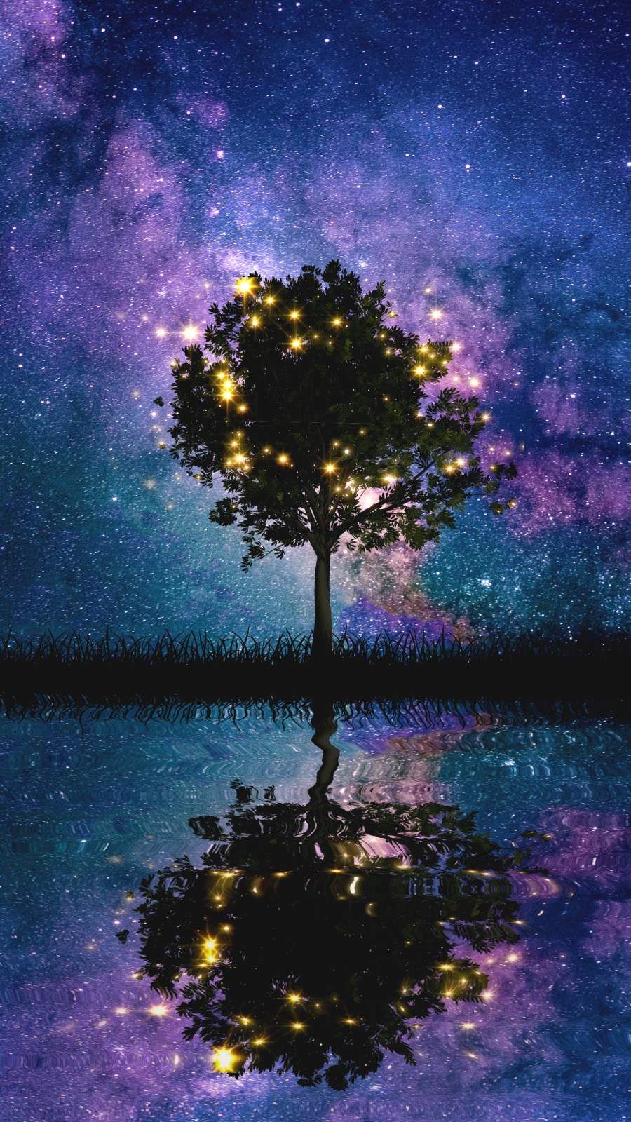 Space Tree Silhouette iPhone Wallpaper. Flower iphone wallpaper, Wallpaper space, iPhone wallpaper