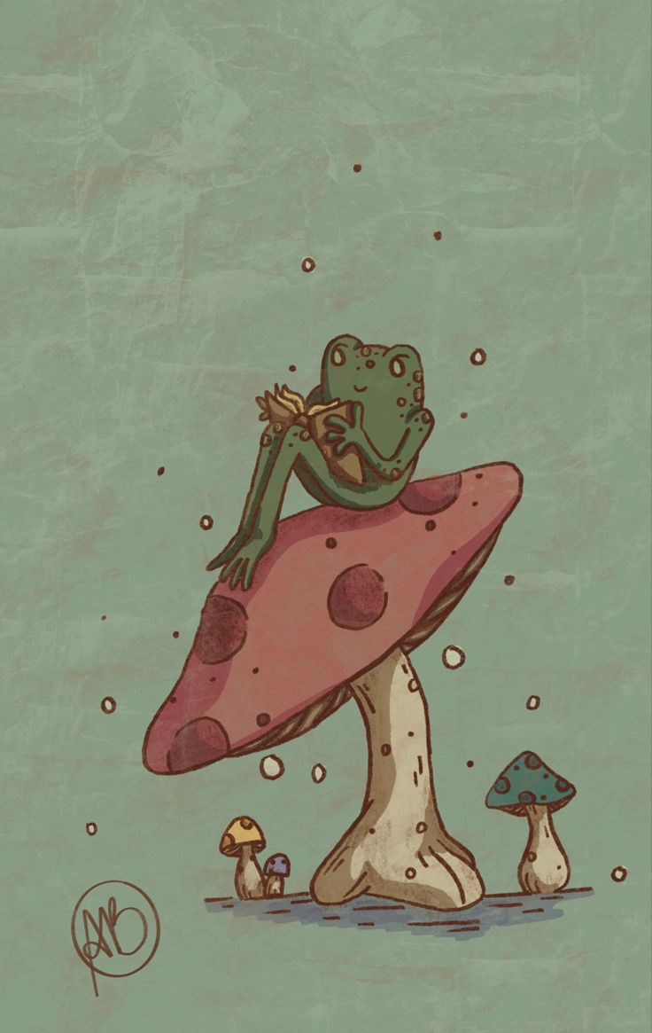 Toad Stool. Frog art, Frog wallpaper, Cute drawings