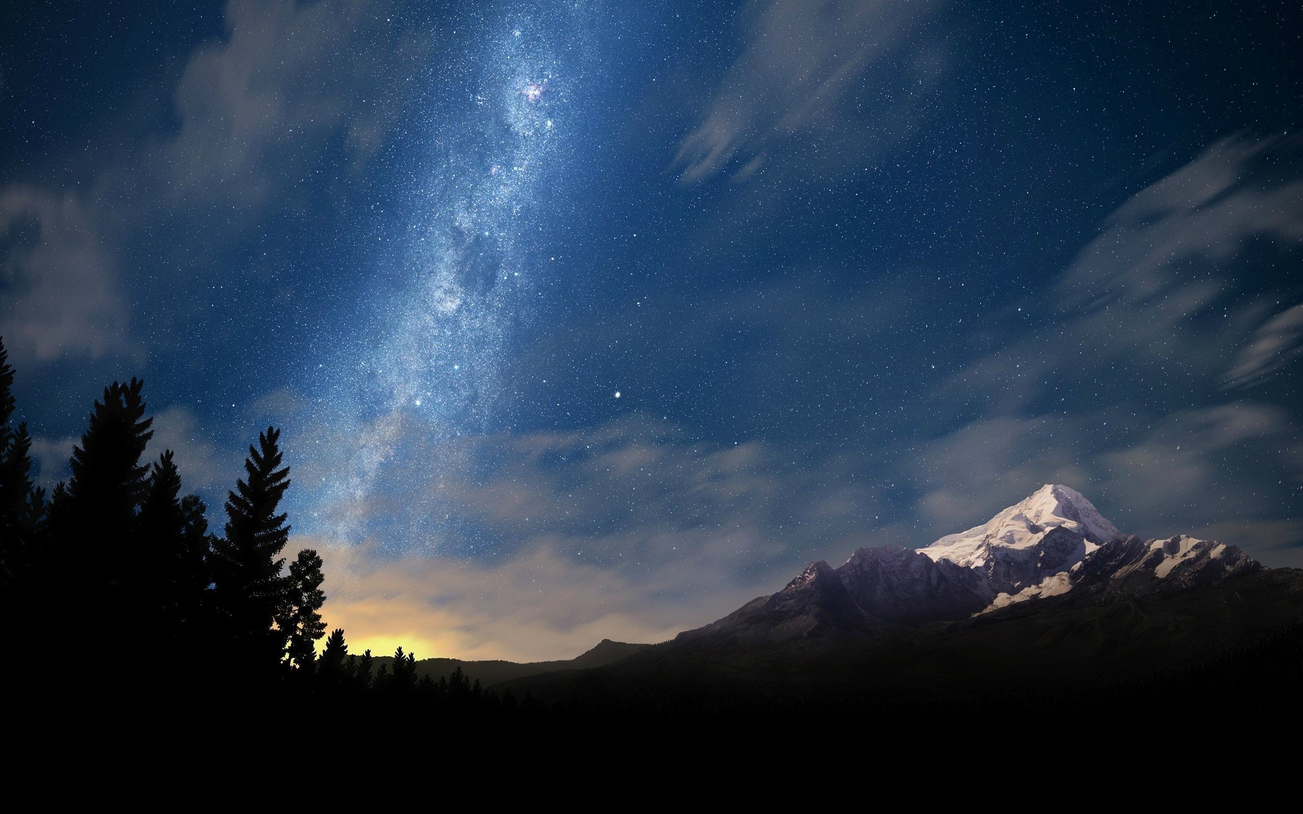 mountain, Space, Stars, Milky Way, Trees Wallpaper HD / Desktop and Mobile Background