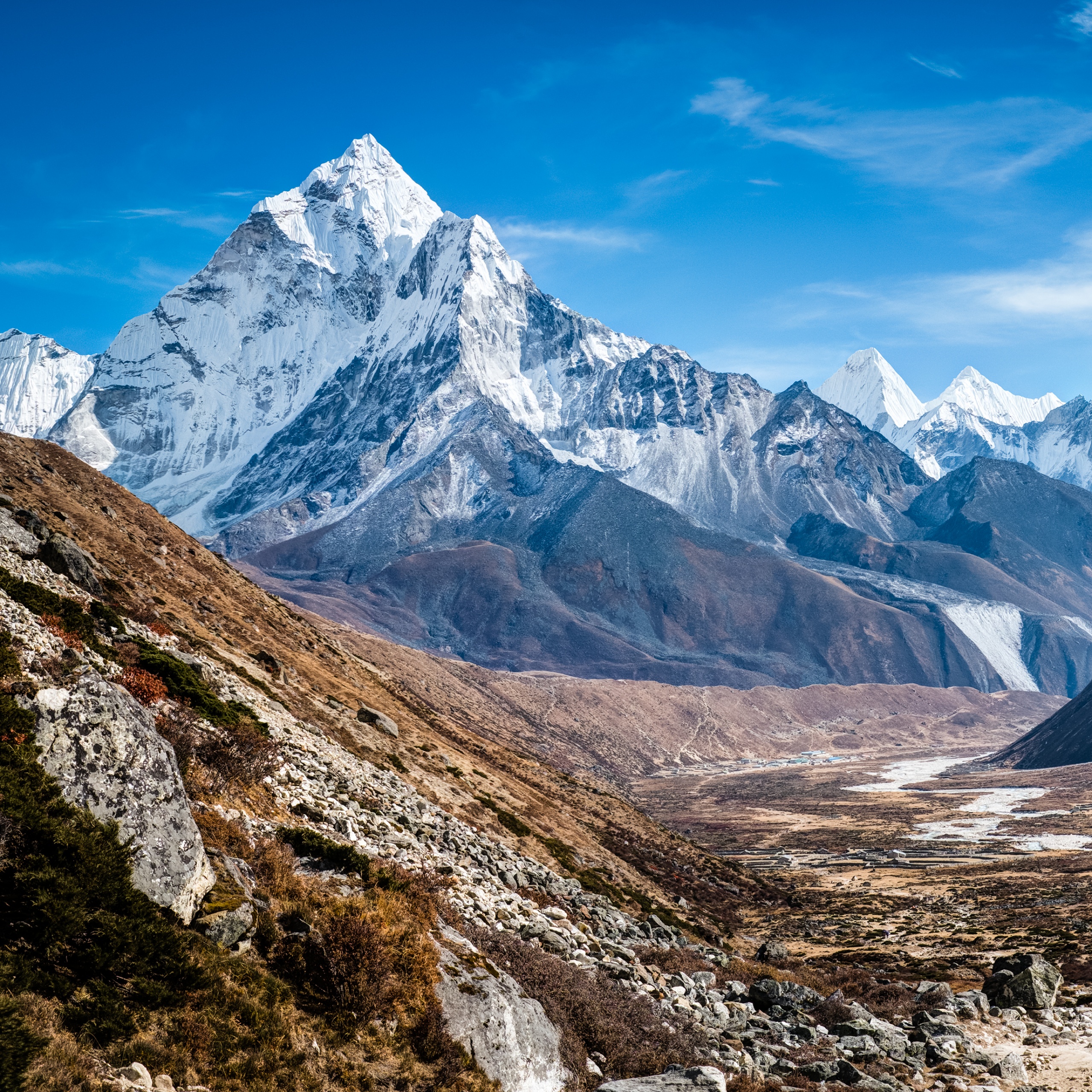 Mount Ama Dablam Wallpaper 4K, Nepal, Mountain range, Nature