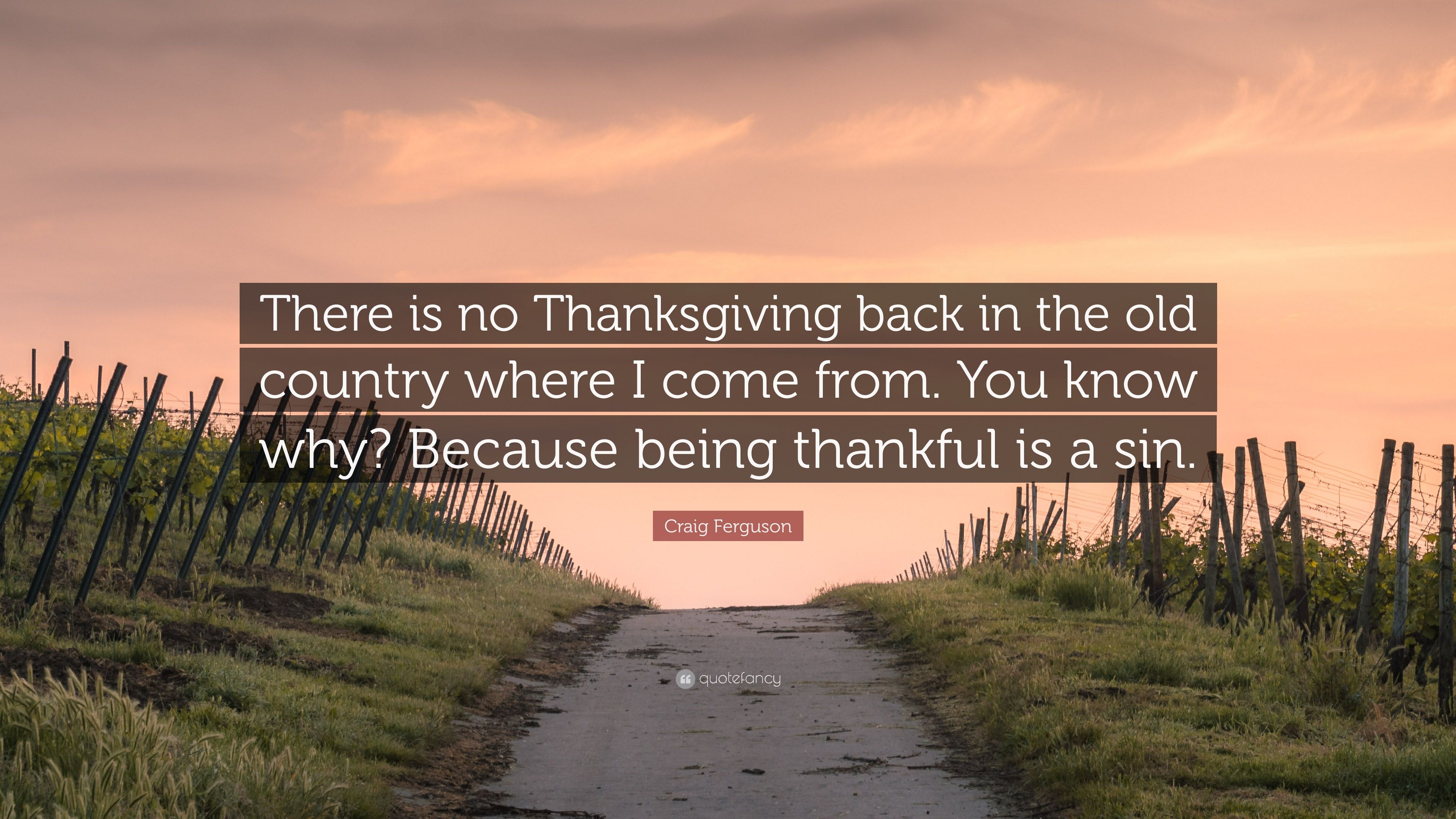 Craig Ferguson Quote: “There is no Thanksgiving back in the old country where I come from