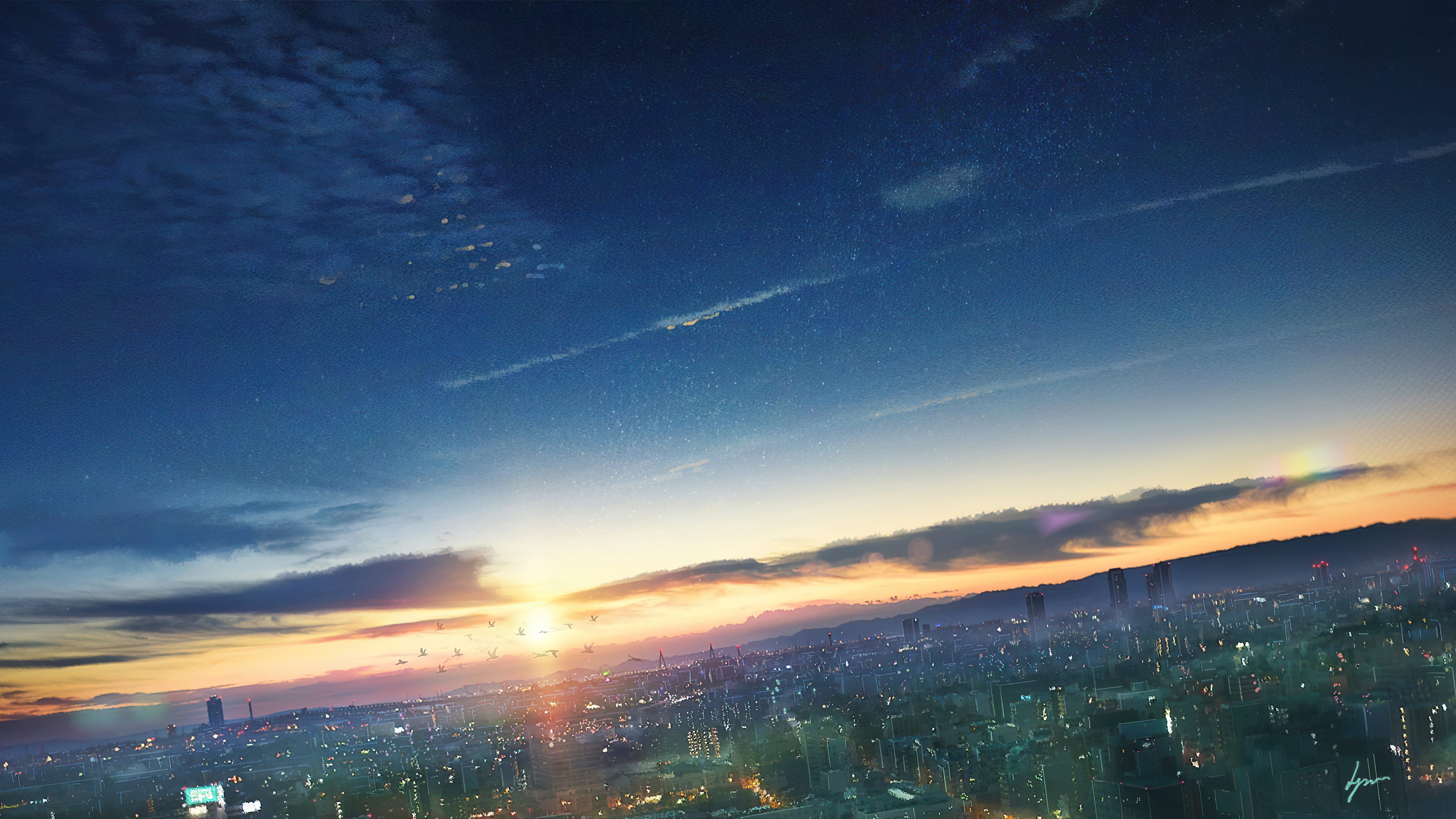 Wallpaper 4k Anime City Cityscape Cloud Wallpaper