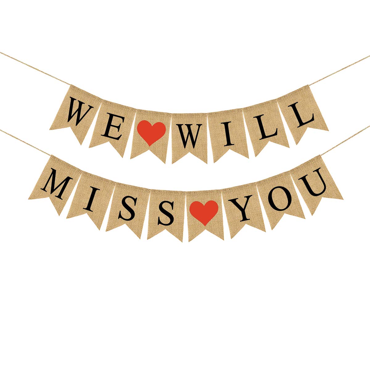 WE WILL MISS YOU Burlap Banners Decor（5.1X7.1INCH） Bunting Engagement｜ Marriage ｜Proposal Anniversary Party Decorations Supplies(MISS YOU), Home & Kitchen