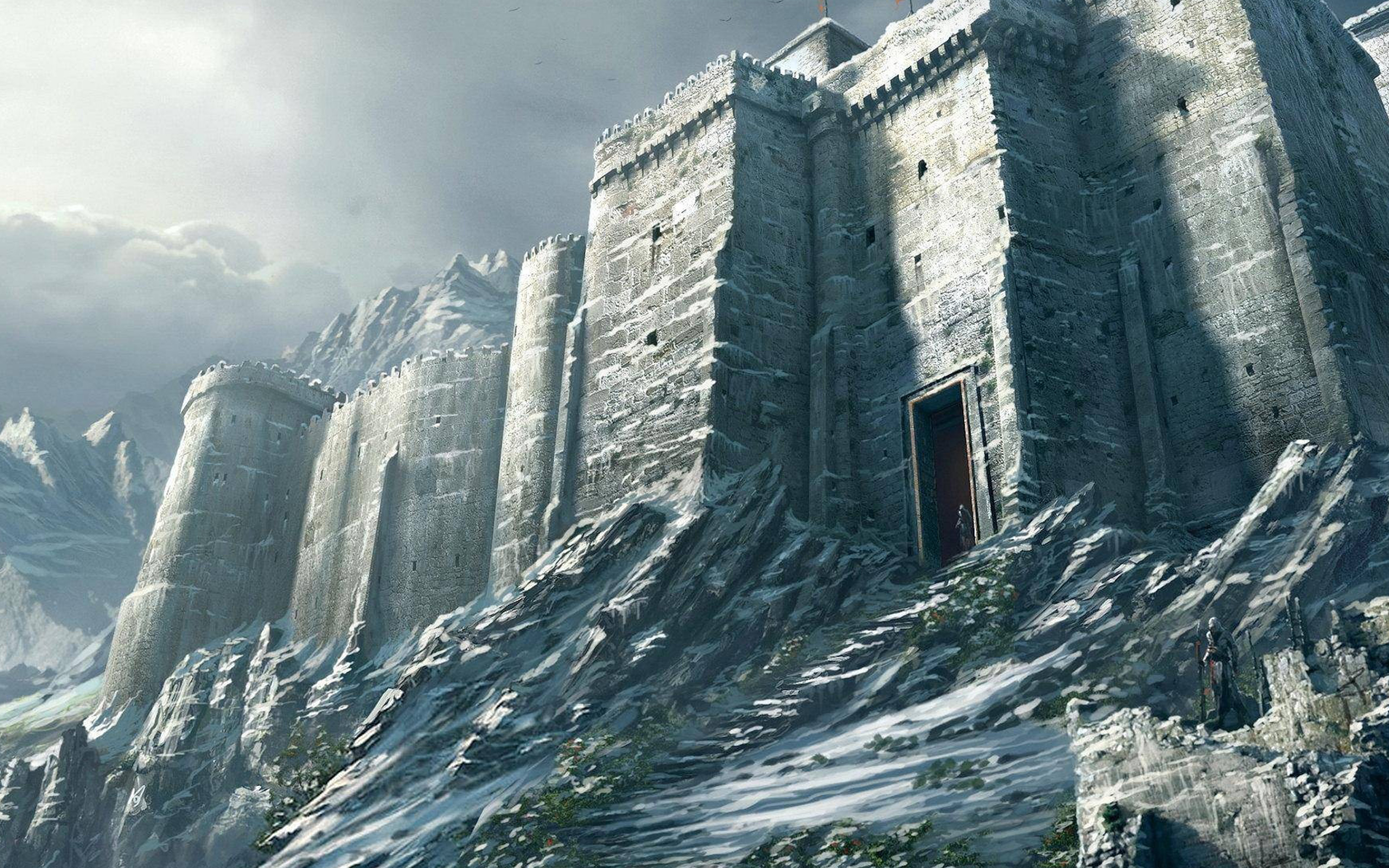 wallpaper for desktop, laptop. game illustration castle snow winter