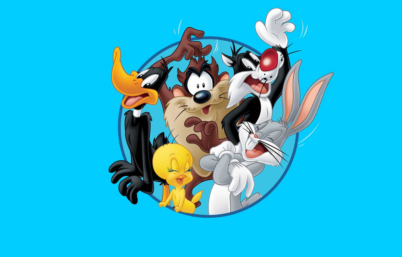 Wallpaper Cartoon, Daffy Duck, Tweety, The Tasmanian devil, Daffy Duck, Looney Tunes, Bugs Bunny, Bugs Bunny, Tasmanian Devil, Sylvester, Tweety image for desktop, section минимализм