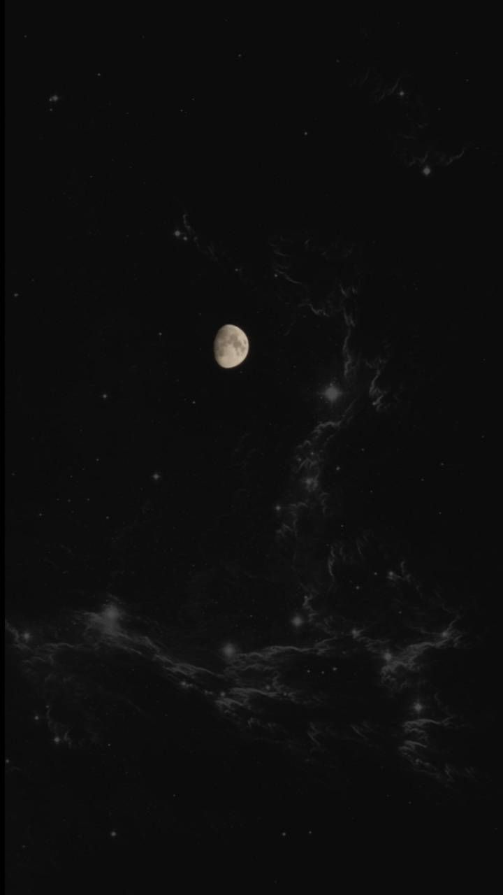 Black Moon and Stars Wallpaper