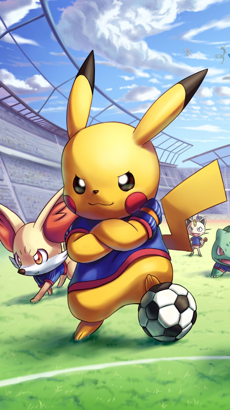 Charachters from Pokemon playing soccer Anime Wallpaper