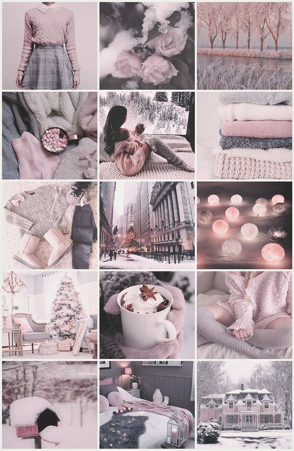 winter december christmas cold snow nature cozy pastel pink gray grey silver pale Aesthetic moodboard. Pastel pink aesthetic, Pale aesthetic, Pastel aesthetic