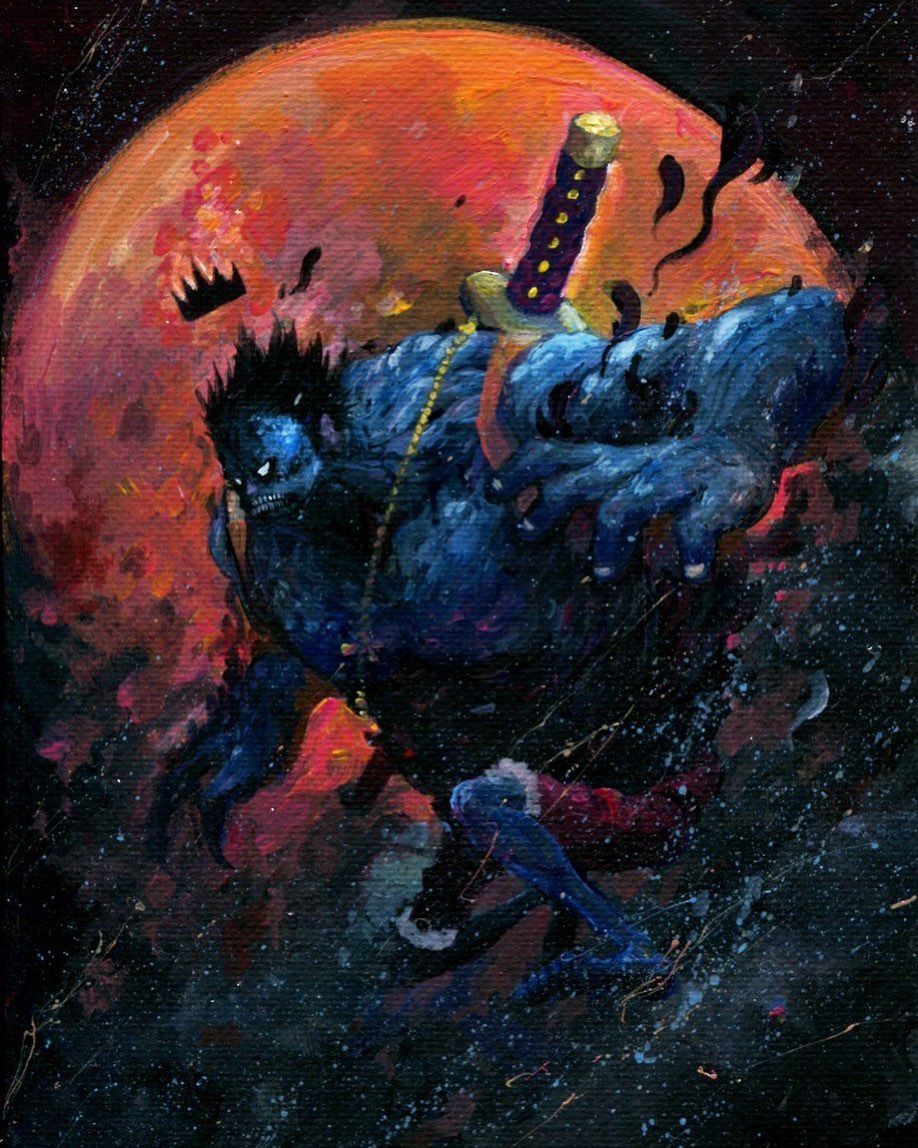 Nightmare Luffy commission, acrylic on 5”x7” panel!