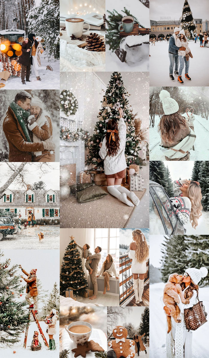 Christmas Collage Aesthetic Ideas, Neutral Christmas Aesthetic Collage