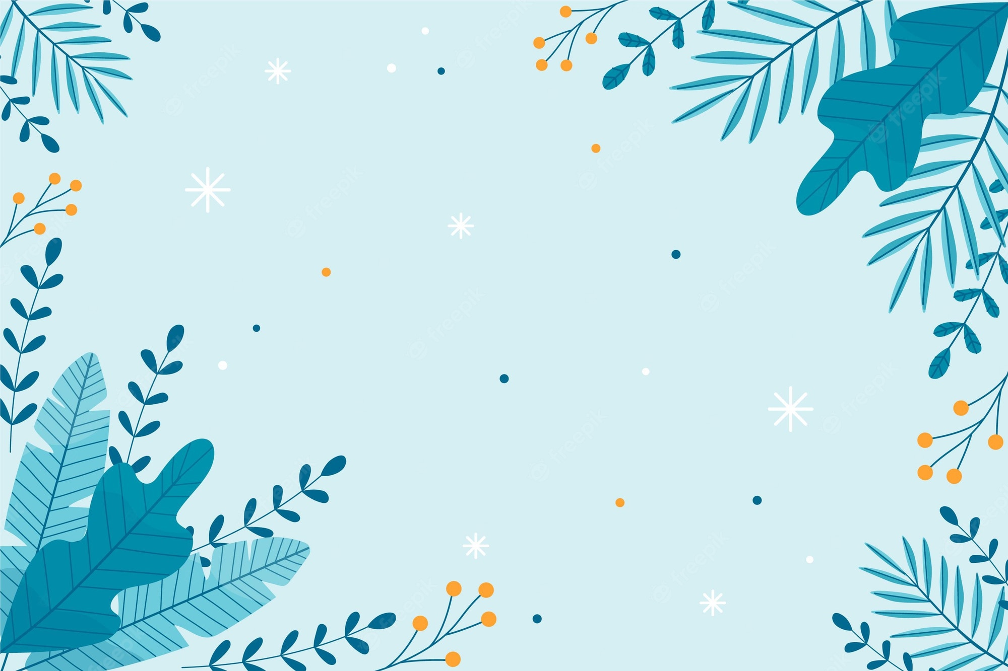 Premium Vector. Flat winter wallpaper with plants